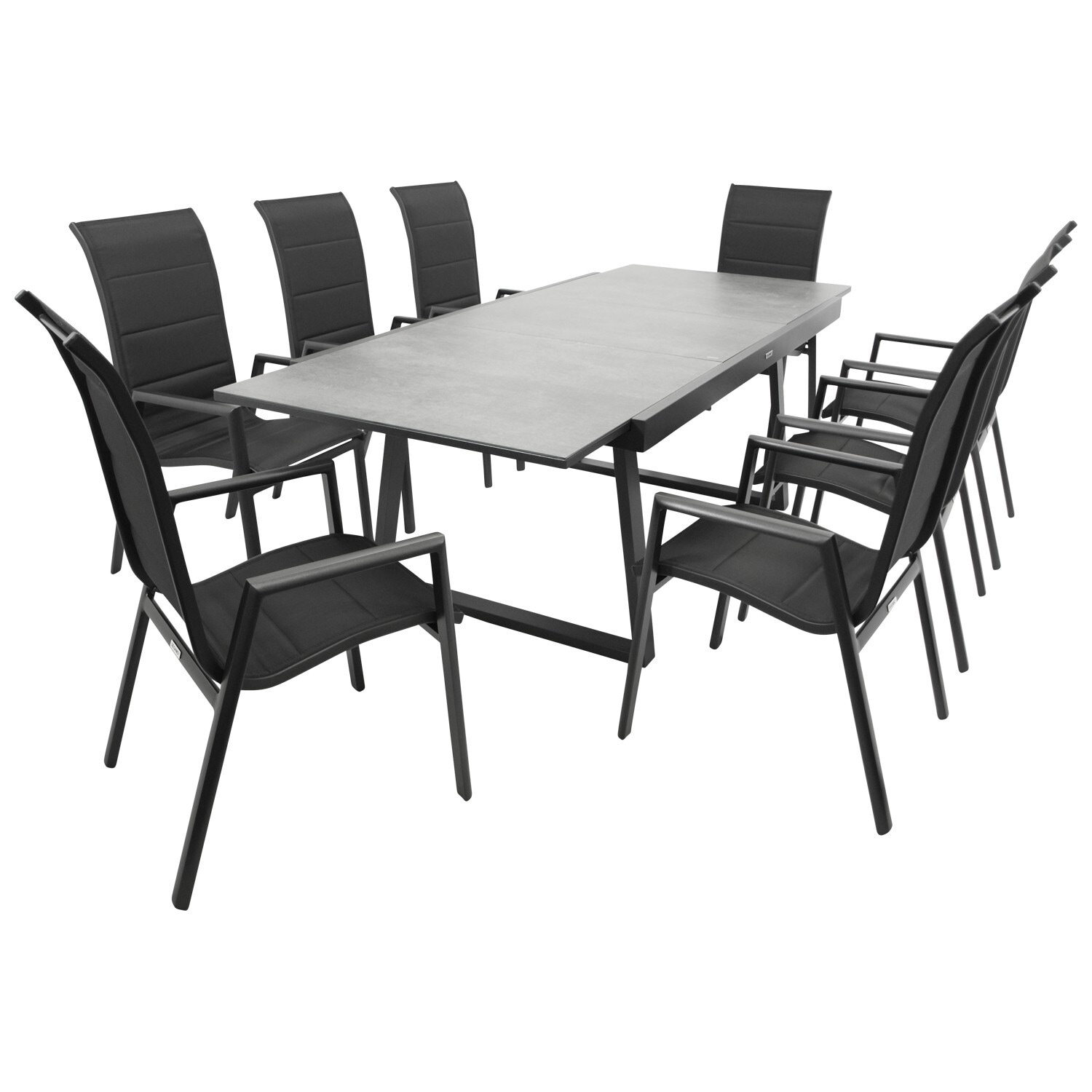 DEGAMO Garnitur REIMS 9-teilig, Alu + Glas + Kunstgewebe schwarz - Bild 1