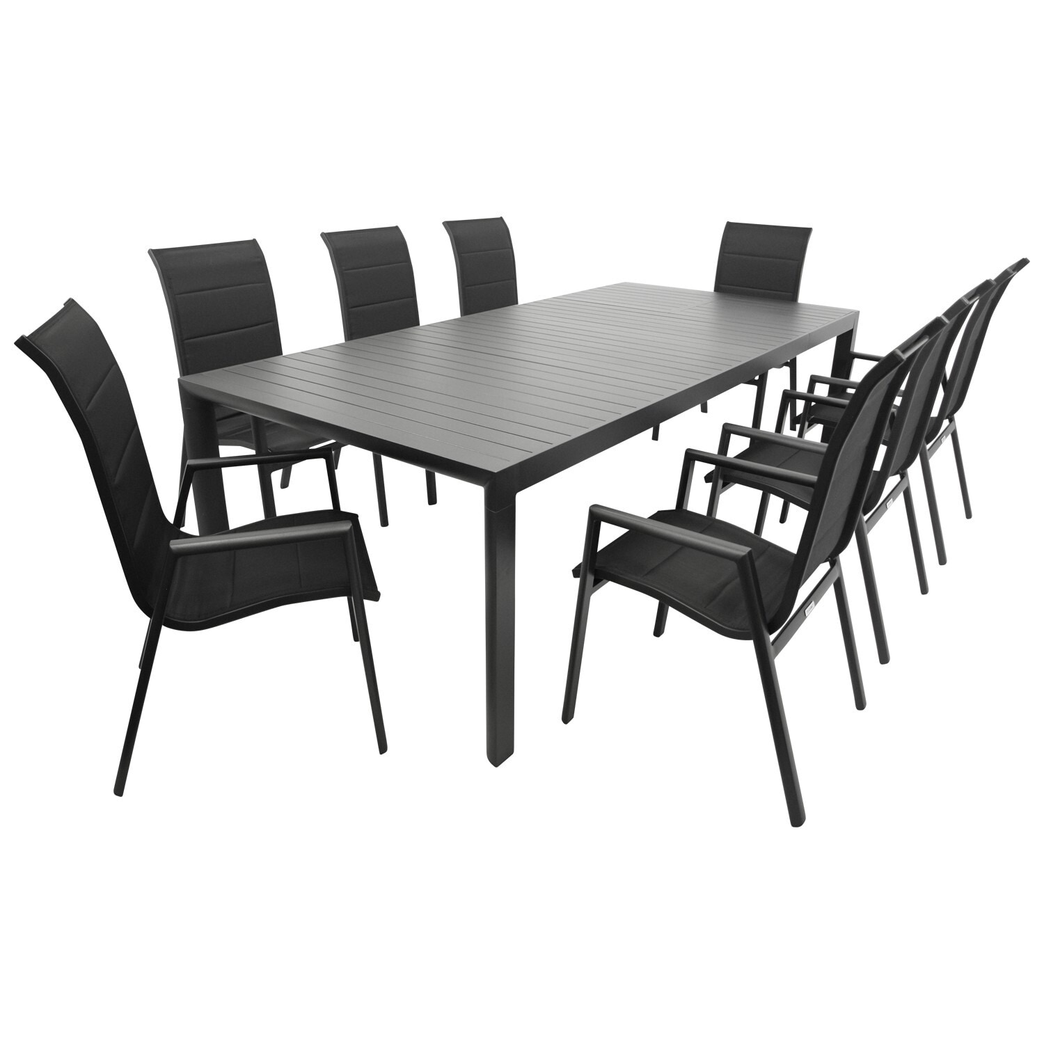 DEGAMO Garnitur LAGOS XL 9-teilig, Alu + Kunstgewebe schwarz - Bild 1