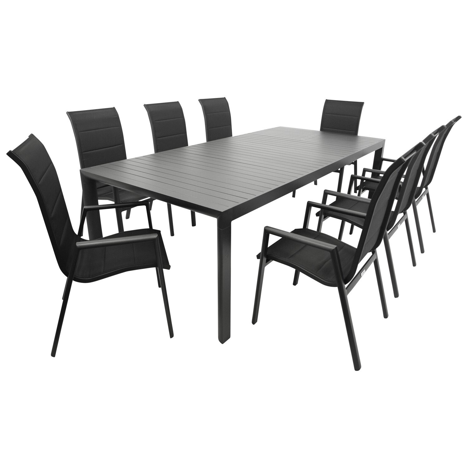 DEGAMO Garnitur LAGOS XL 9-teilig, Alu + Kunstgewebe schwarz | 04050747551149