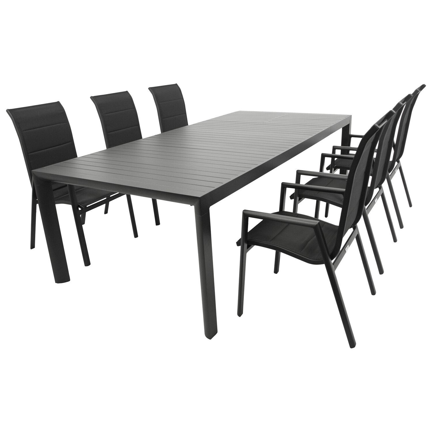 DEGAMO Garnitur LAGOS XL 7-teilig, Alu + Kunstgewebe schwarz | 04050747551156