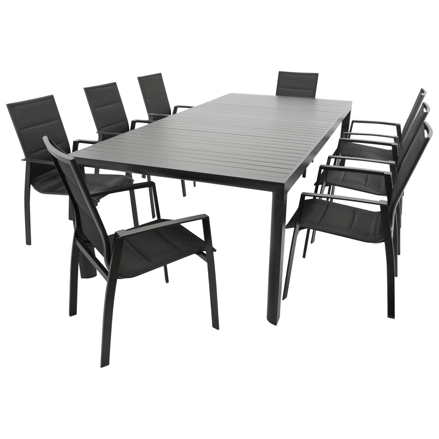 DEGAMO Garnitur LAGOS XL 9-teilig, Alu + Kunstgewebe schwarz - Bild 1