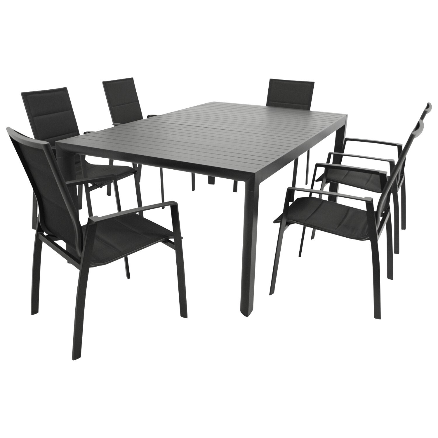 DEGAMO Garnitur LAGOS XL 7-teilig, Alu + Kunstgewebe schwarz - Bild 1