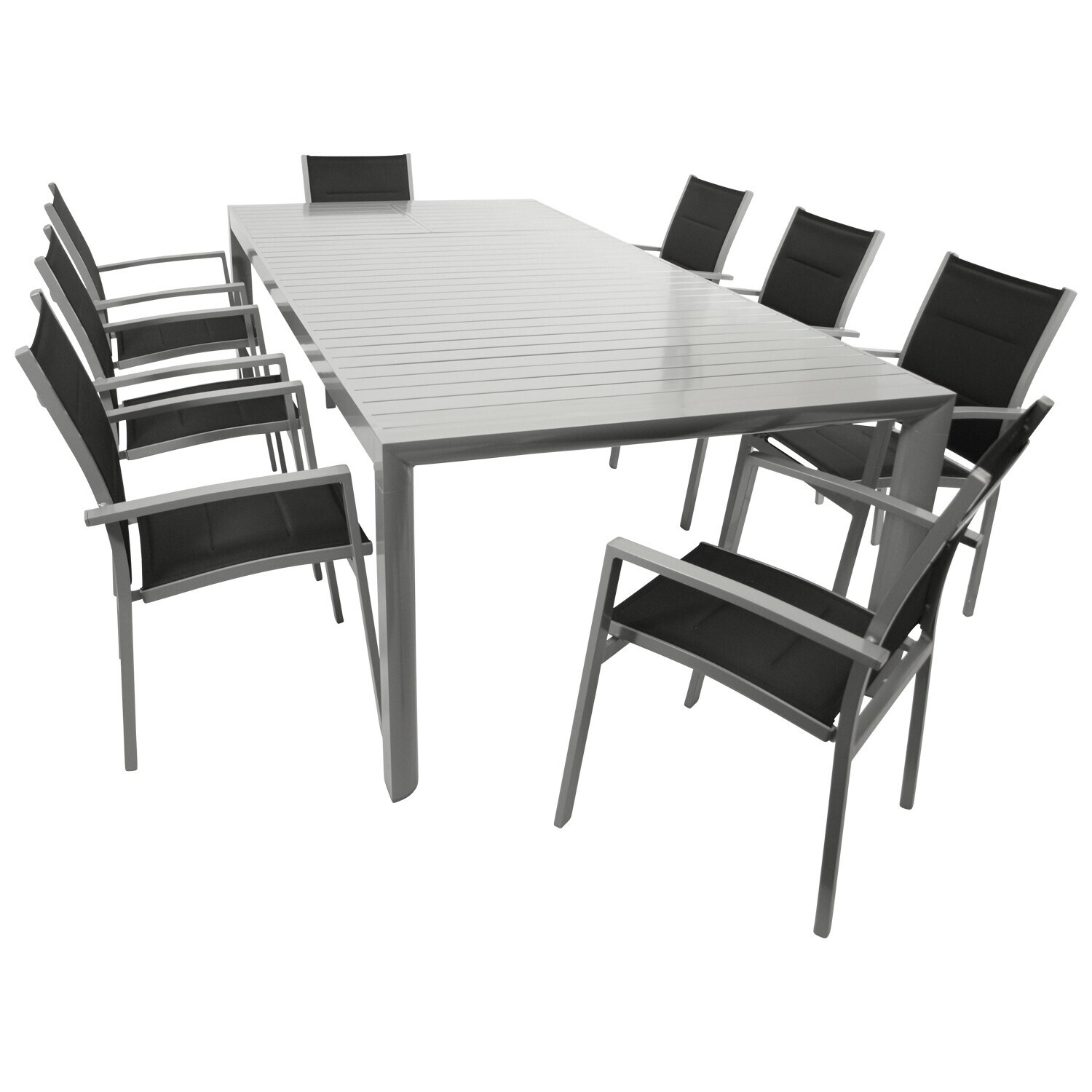 DEGAMO Garnitur BAGO XL 9-teilig, Alu + Kunstgewebe schwarz - Bild 1