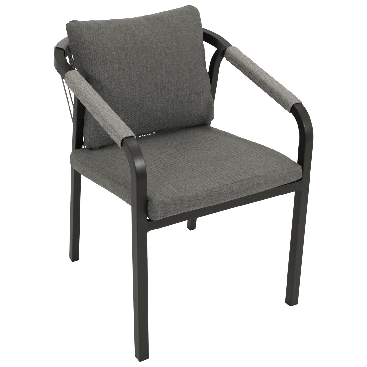 DEGAMO Stapelsessel LYON,  Aluminium anthrazit + Rope grau, 4 St&uuml;ck - Bild 1