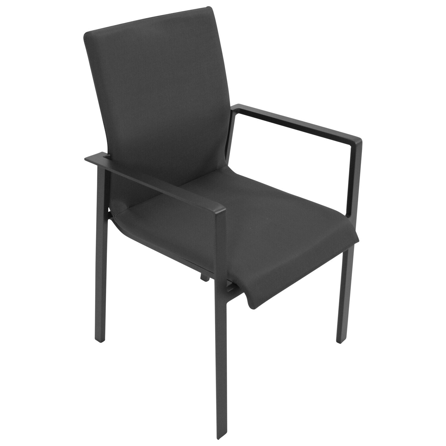 DEGAMO Stapelsessel ALMADA, Aluminium anthrazit + Kunstgewebe schnellstrocknend grau, 4 Stück | 04050747554003