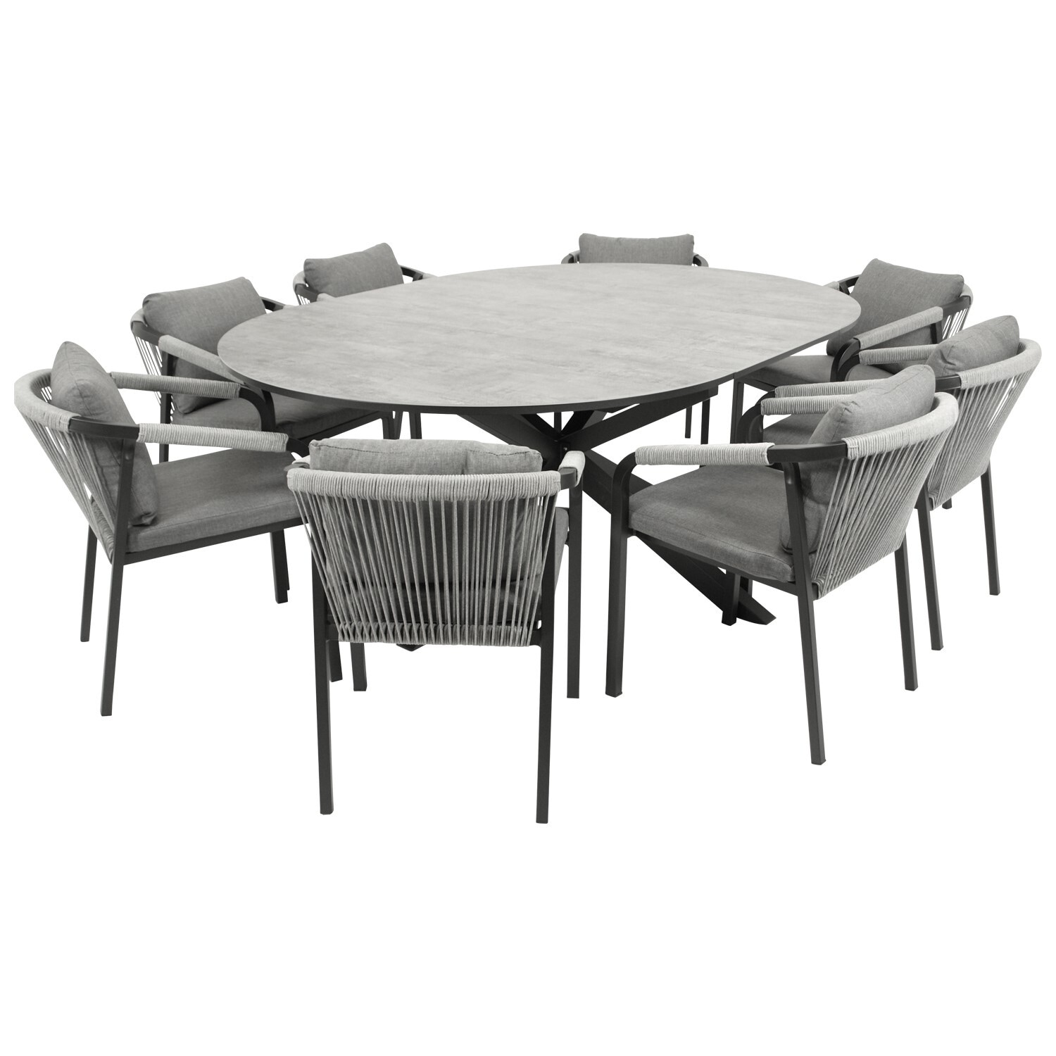 DEGAMO Garnitur LYON 9-teilig, Alu + ECP + Rope grau - Bild 1