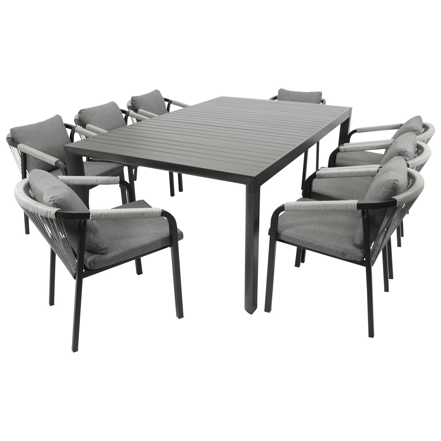 DEGAMO Garnitur LAGOS XL 9-teilig, Alu + Rope grau - Bild 1