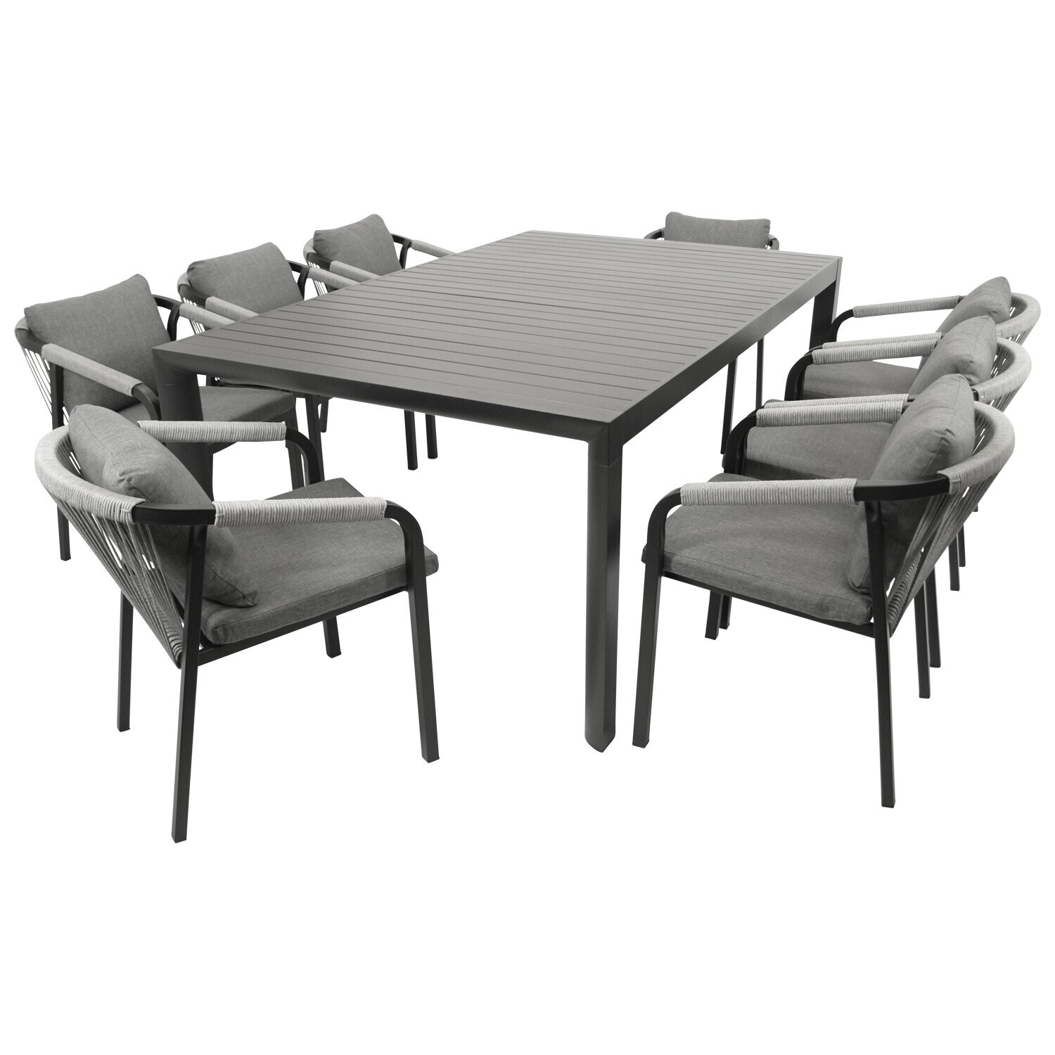 DEGAMO Garnitur LAGOS XL 9-teilig, Alu + Rope grau | 04050747551279