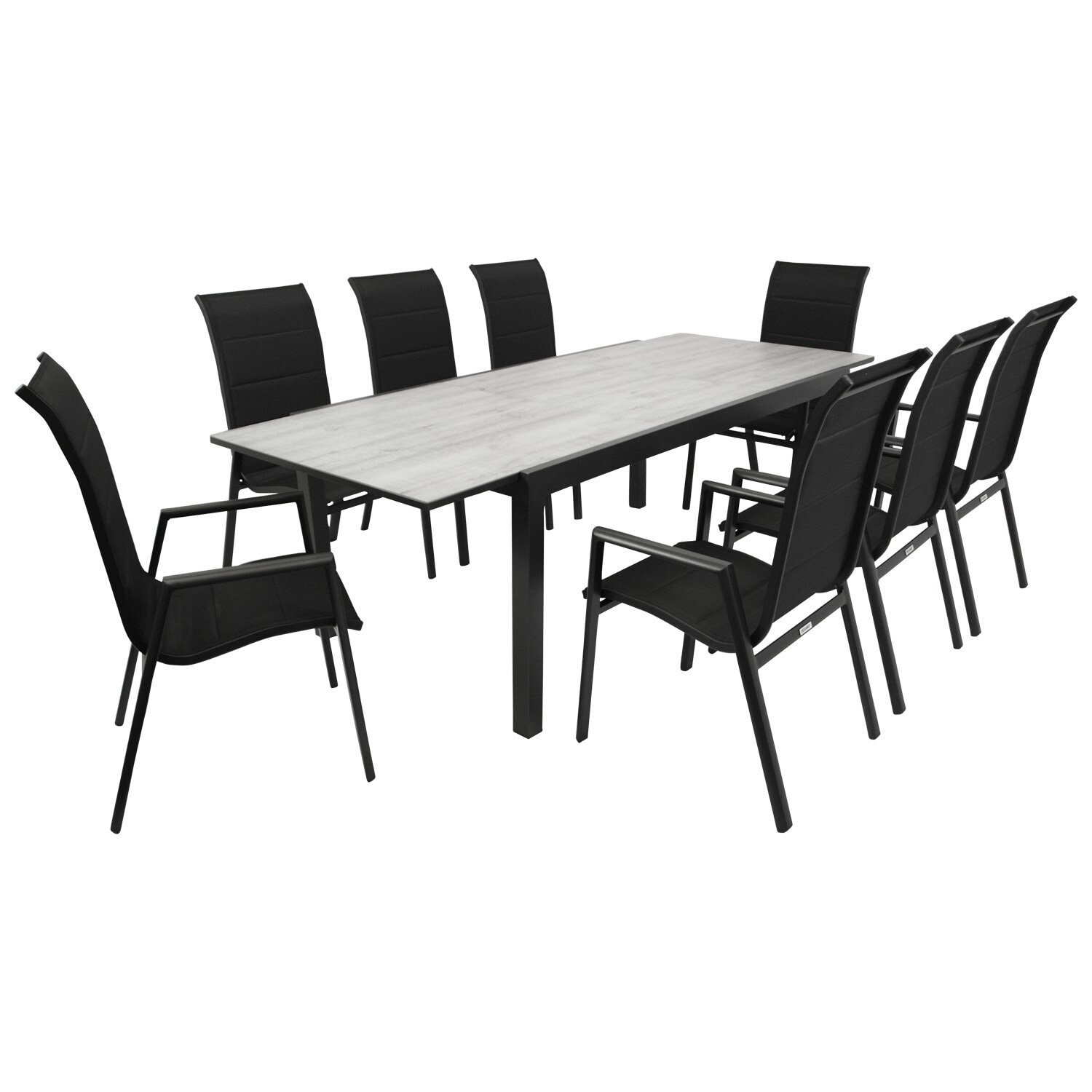 DEGAMO Garnitur FARO 9-teilig, Alu + Glas + Kunstgewebe schwarz - Bild 1