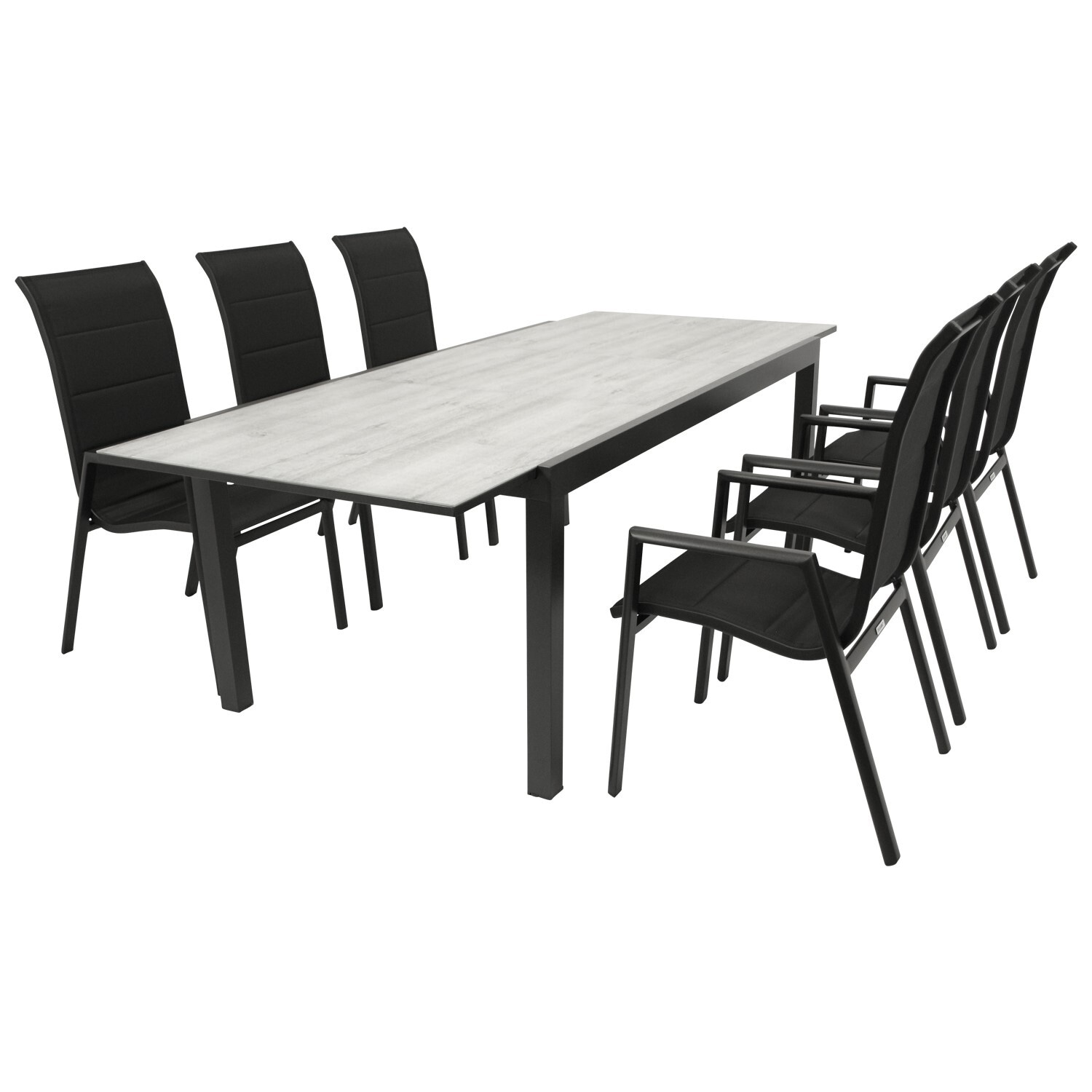 DEGAMO Garnitur FARO 7-teilig, Alu + Glas + Kunstgewebe schwarz - Bild 1