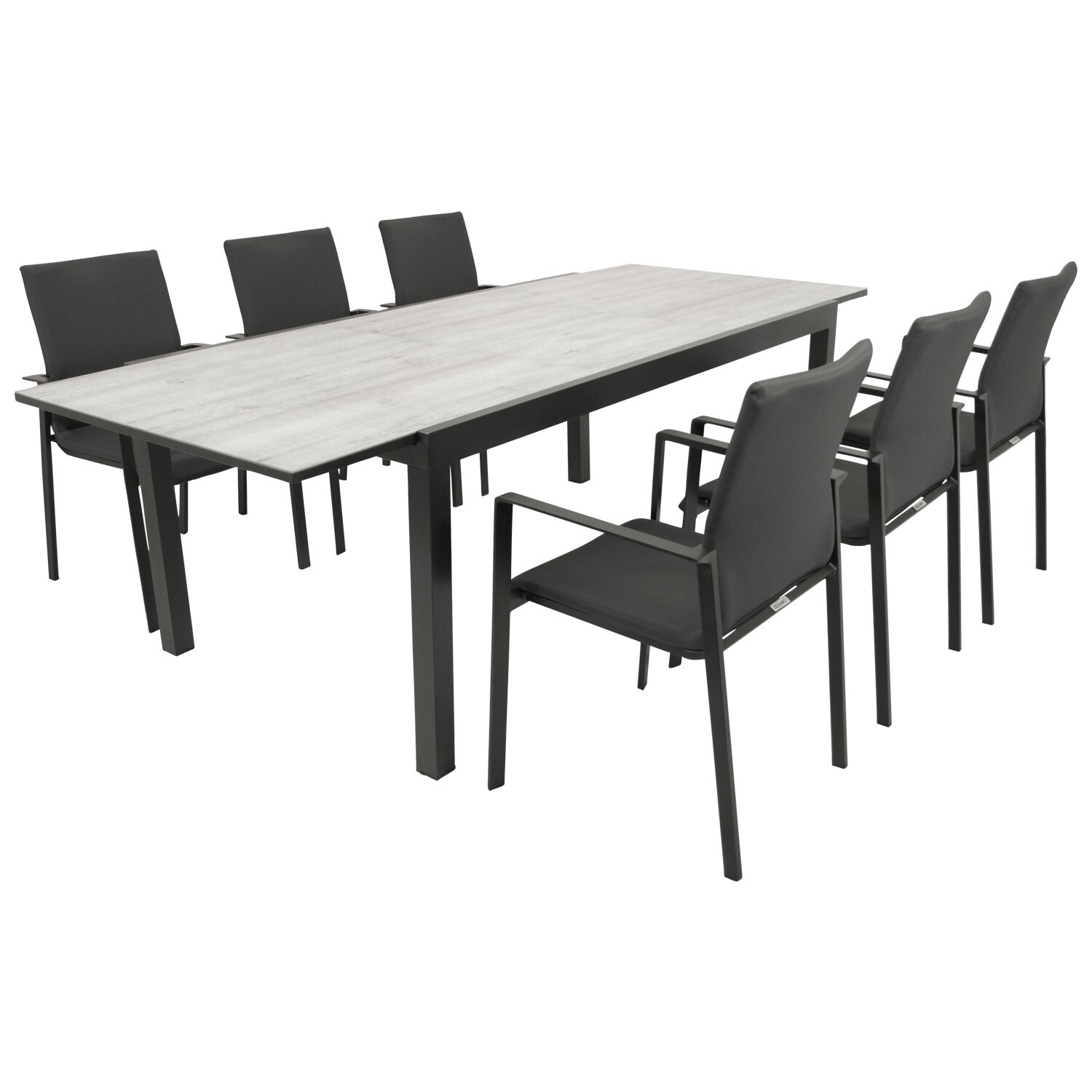 DEGAMO Garnitur FARO 7-teilig, Alu + Glas + Kunstgewebe dunkelgrau - Bild 1