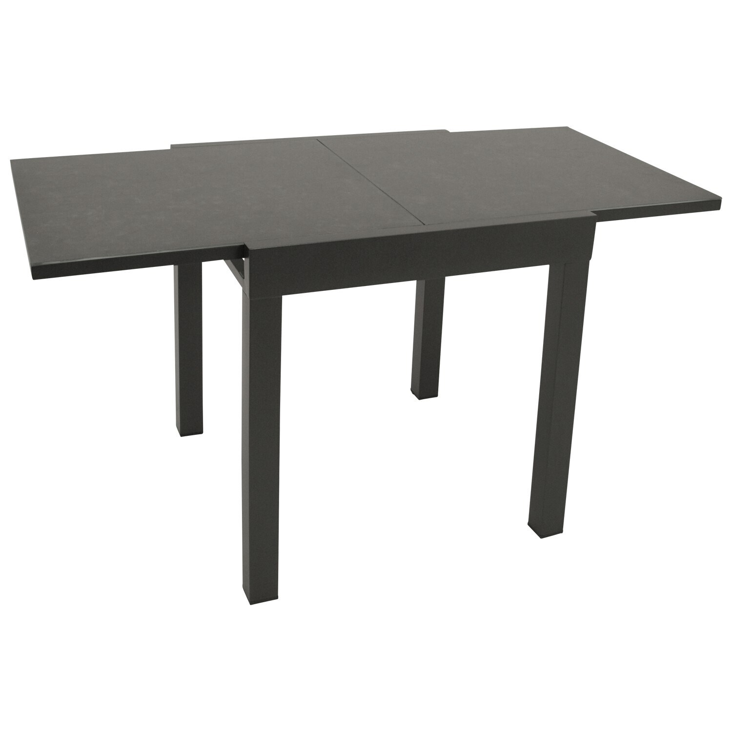 DEGAMO Balkon-Ausziehtisch LIVORNO 70/140x70cm, Aluminium anthrazit + Glas in Keramikoptik dunkelgrau | 04050747445677
