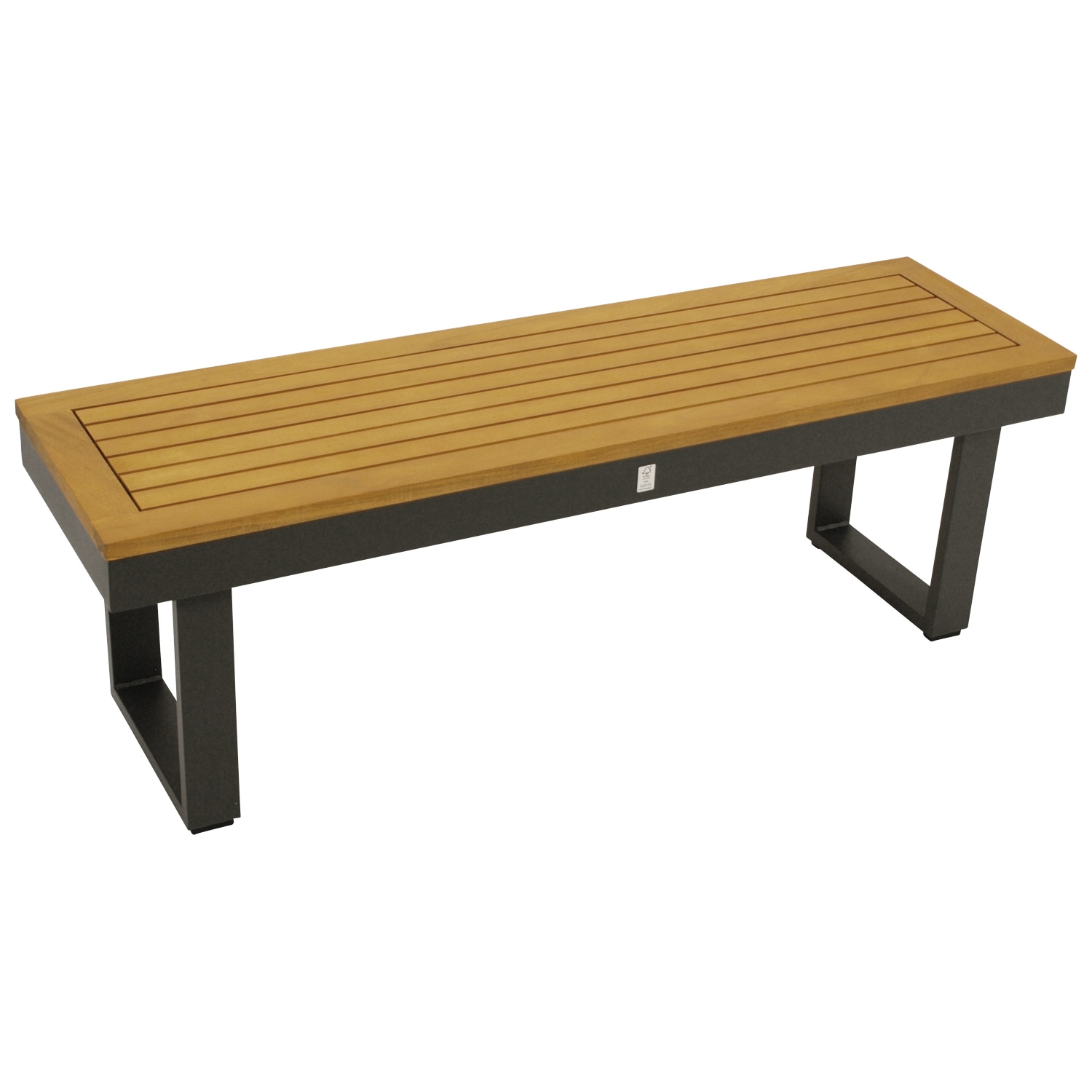 DEGAMO Hockerbank KAMPALA 2-sitzer, Aluminium + Akazie ge&ouml;lt, FSC-zertifiziert - Bild 1