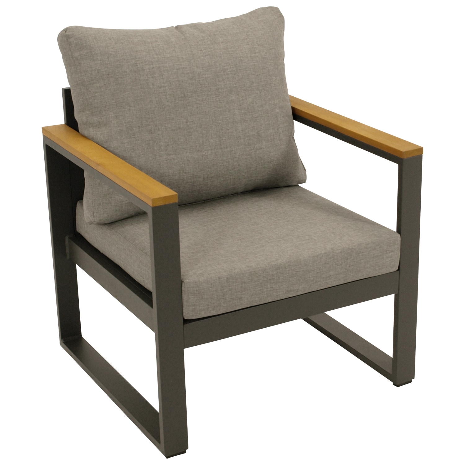 DEGAMO Diningsessel KAMPALA, Alu anthrazit + Akazie, Polster grau, FSC-zertifiziert - Bild 1