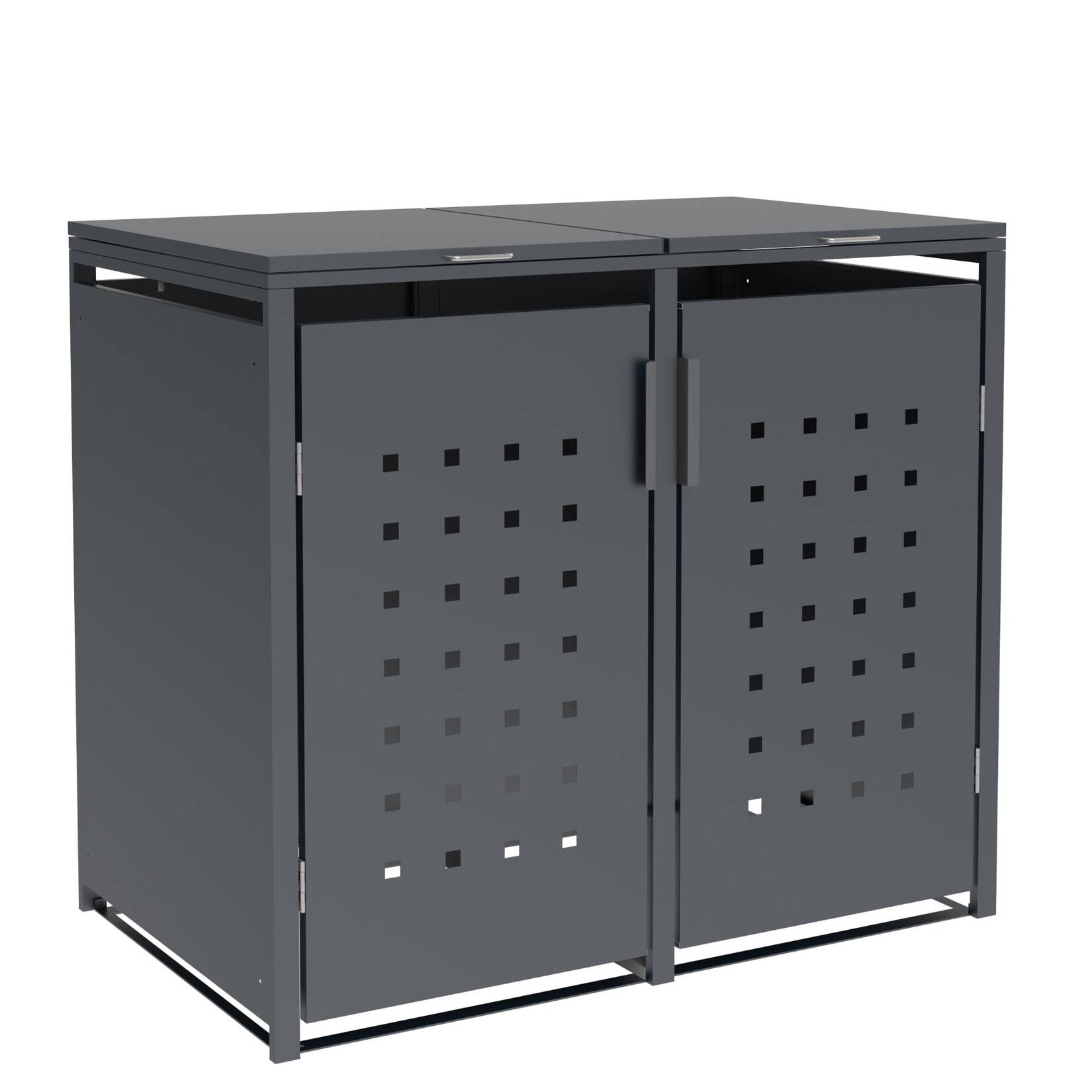 DEGAMO Mülltonnenbox TRIER 132x80x116cm für 2x Tonnen 120 und 240 Liter, Stahl anthrazit | 04050747101924