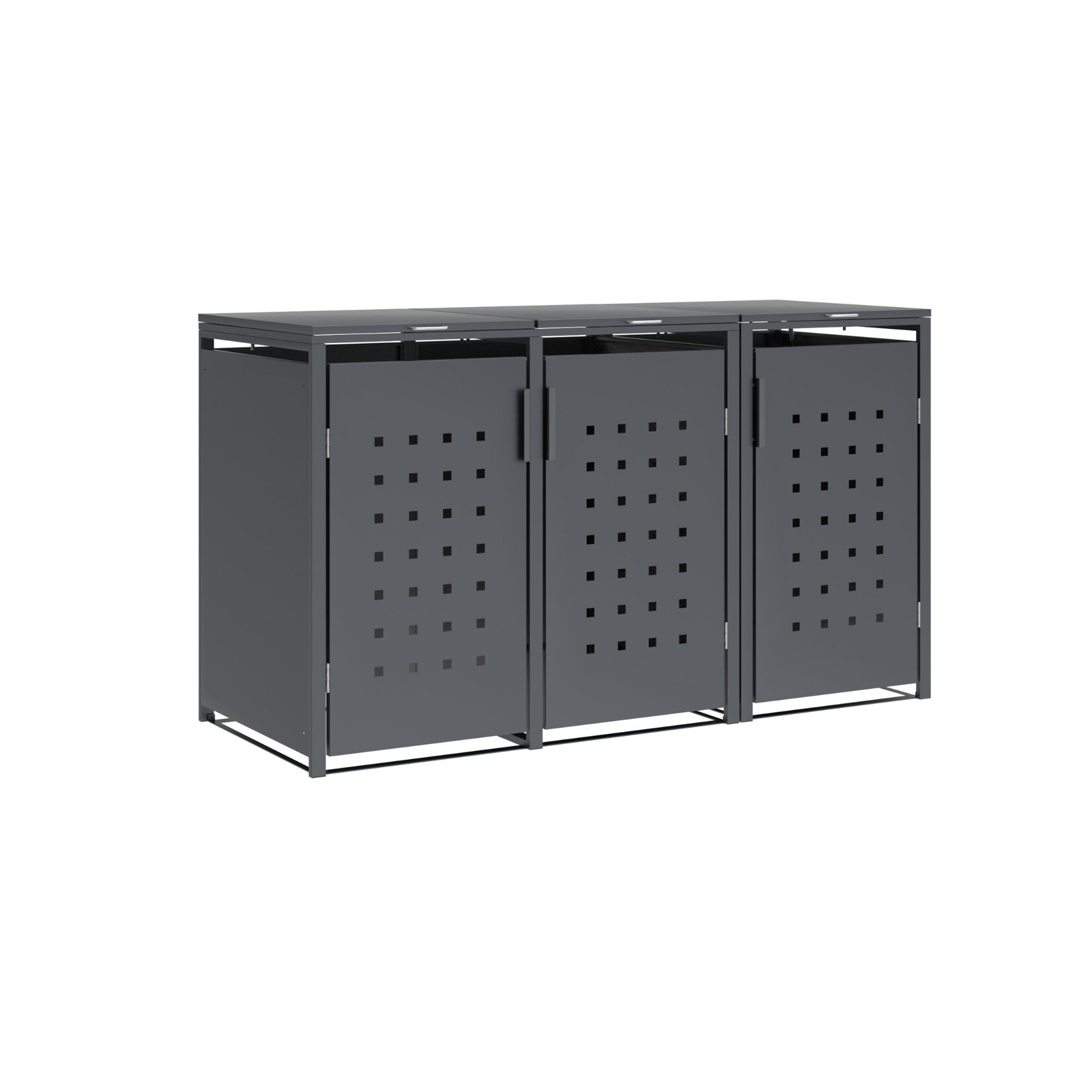 DEGAMO Mülltonnenbox TRIER 200x80x116cm für 3x Tonnen 120 und 240 Liter, Stahl anthrazit | 04050747101931