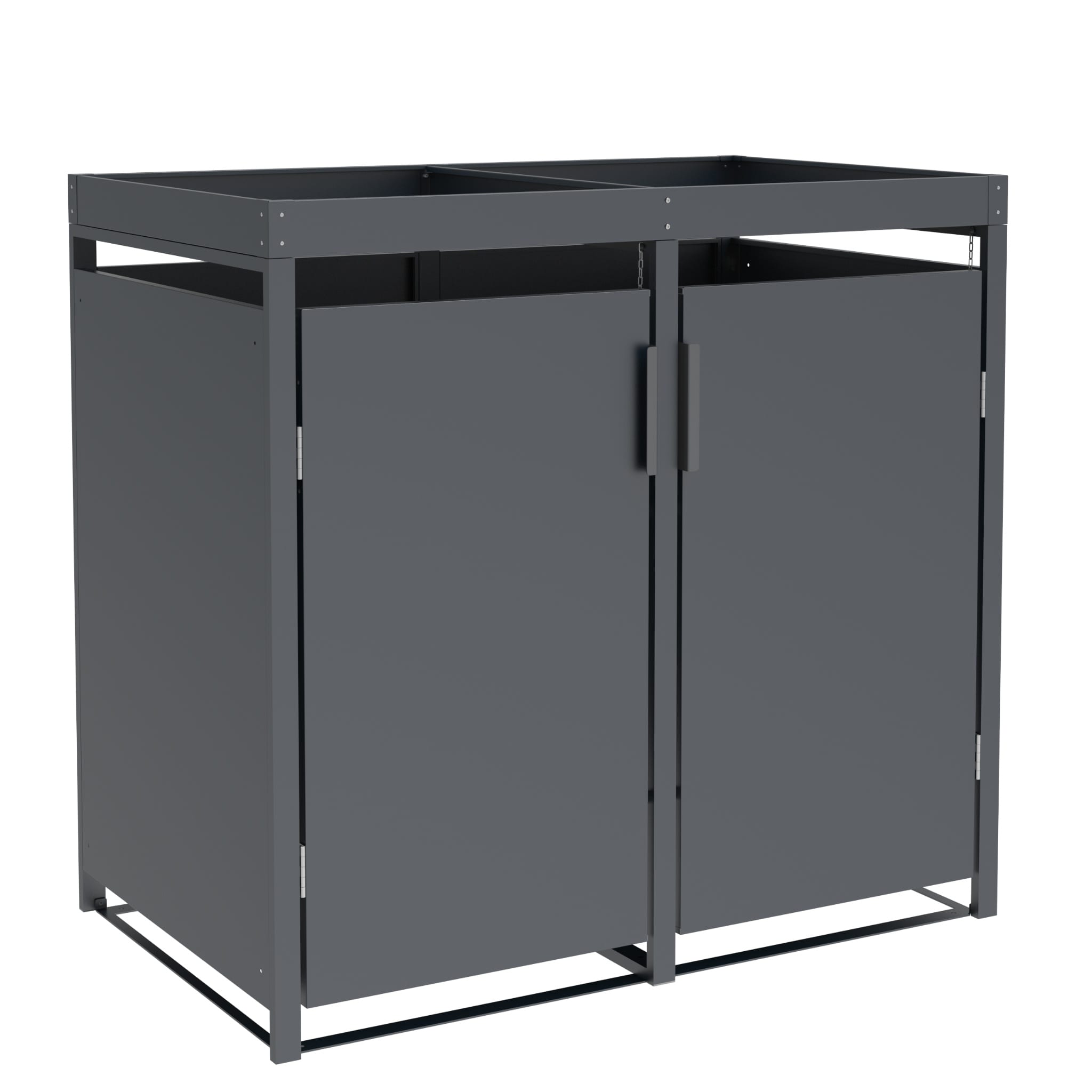DEGAMO M&uuml;lltonnenbox ULM 132x80x124cm mit Pfanzkasten, f&uuml;r 2x Tonnen 120 und 240 Liter, Stahl anthrazit - Bild 1