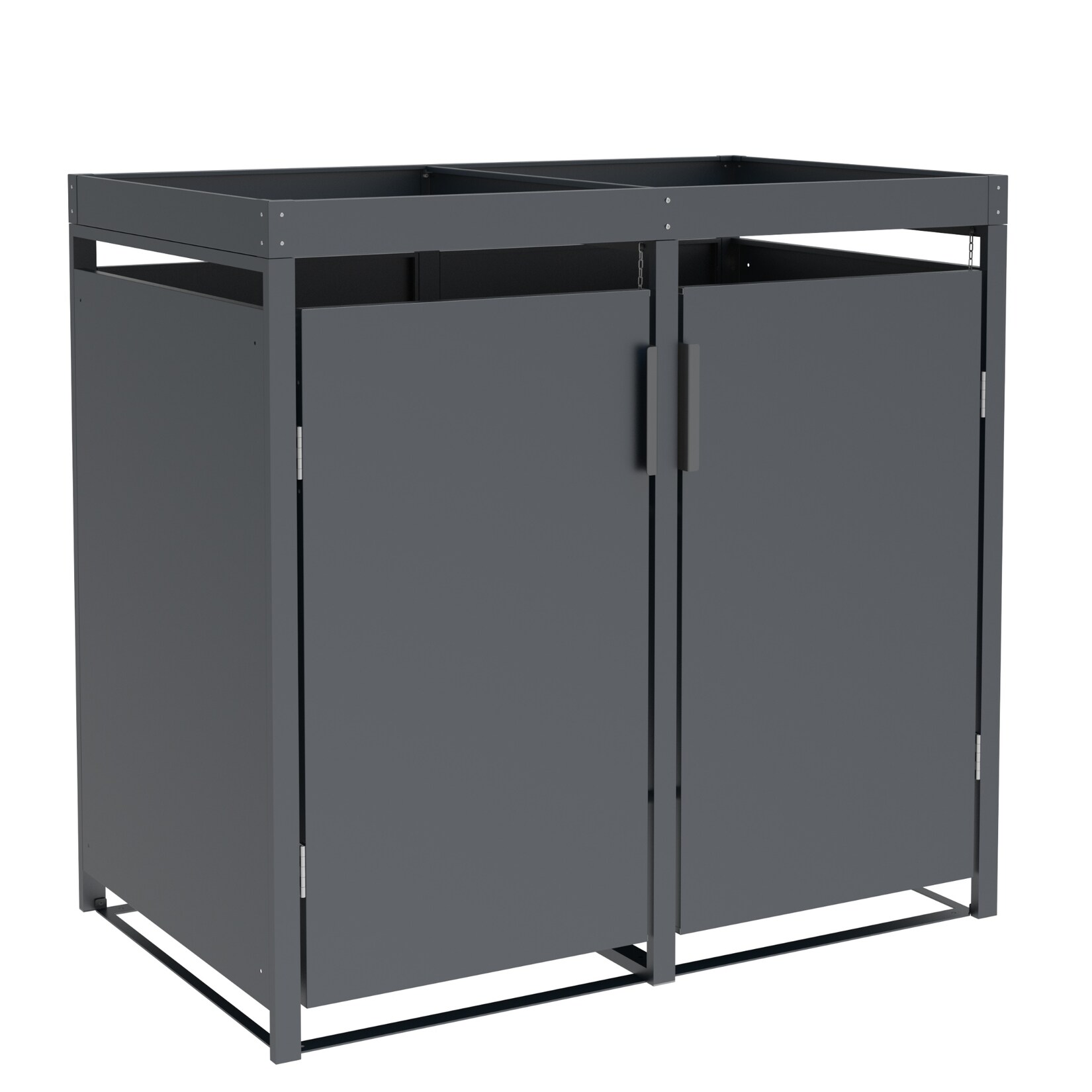 DEGAMO Mülltonnenbox ULM 132x80x124cm mit Pfanzkasten, für 2x Tonnen 120 und 240 Liter, Stahl anthrazit | 04050747121427