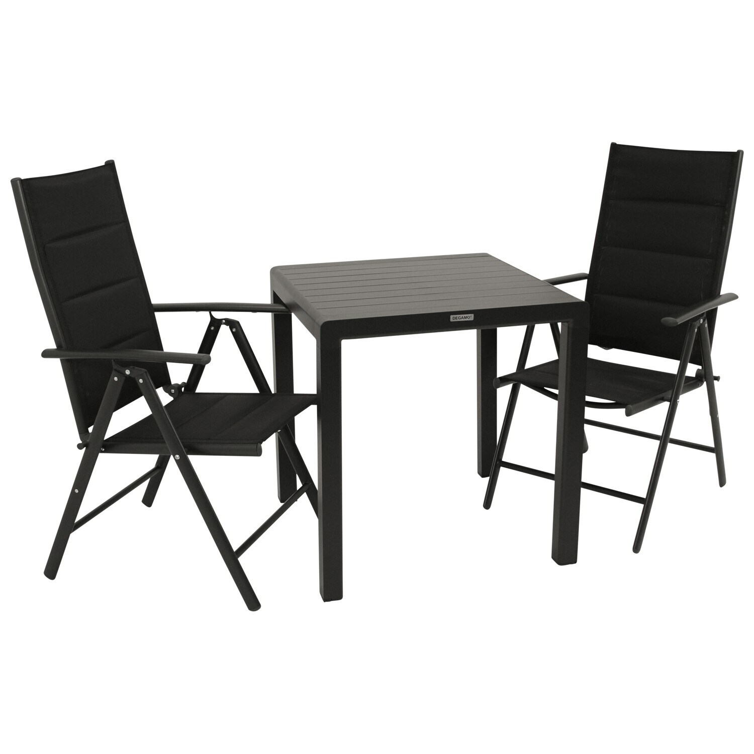 DEGAMO Garnitur PARIS 3-teilig, Alu + Kunstgewebe schwarz | 04050747551347