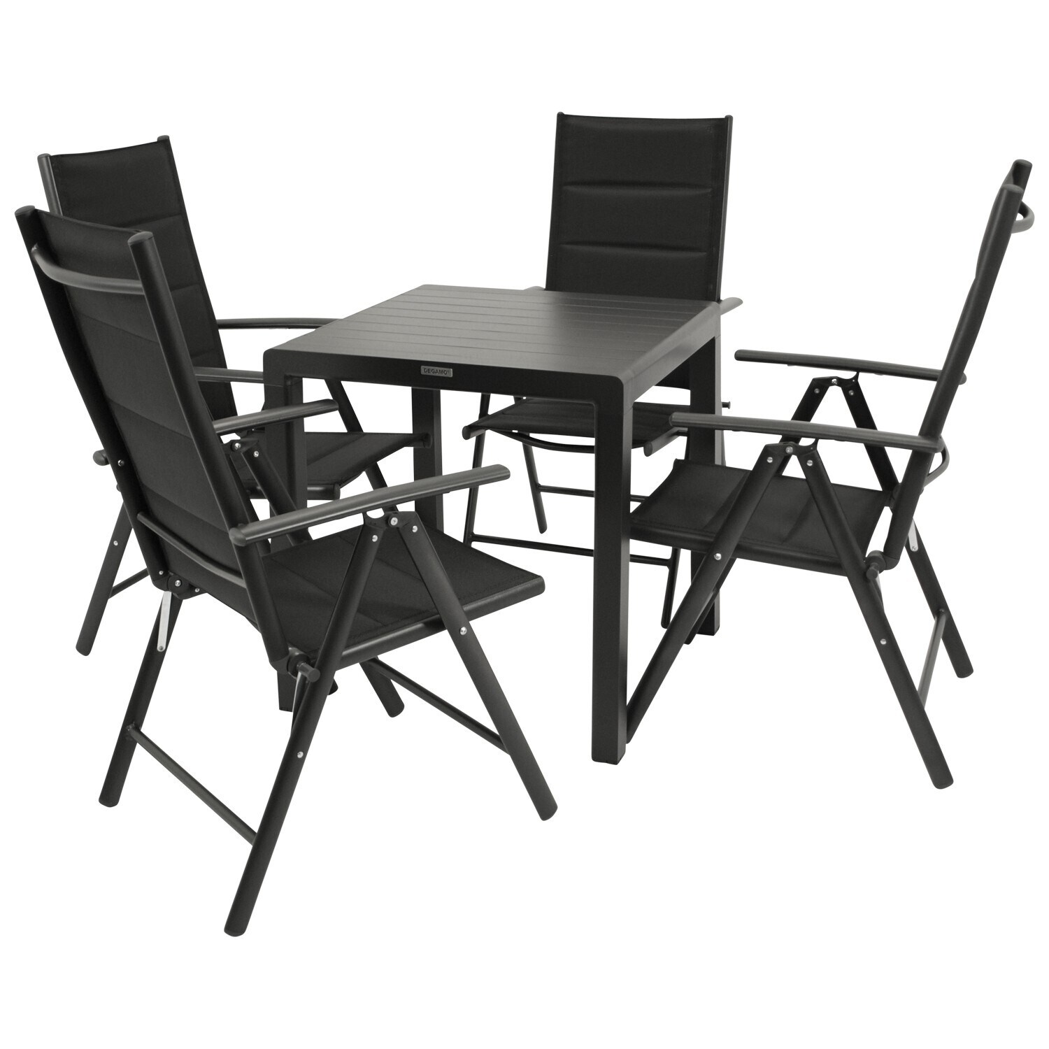 DEGAMO Garnitur PARIS 5-teilig, Alu + Kunstgewebe schwarz | 04050747551354