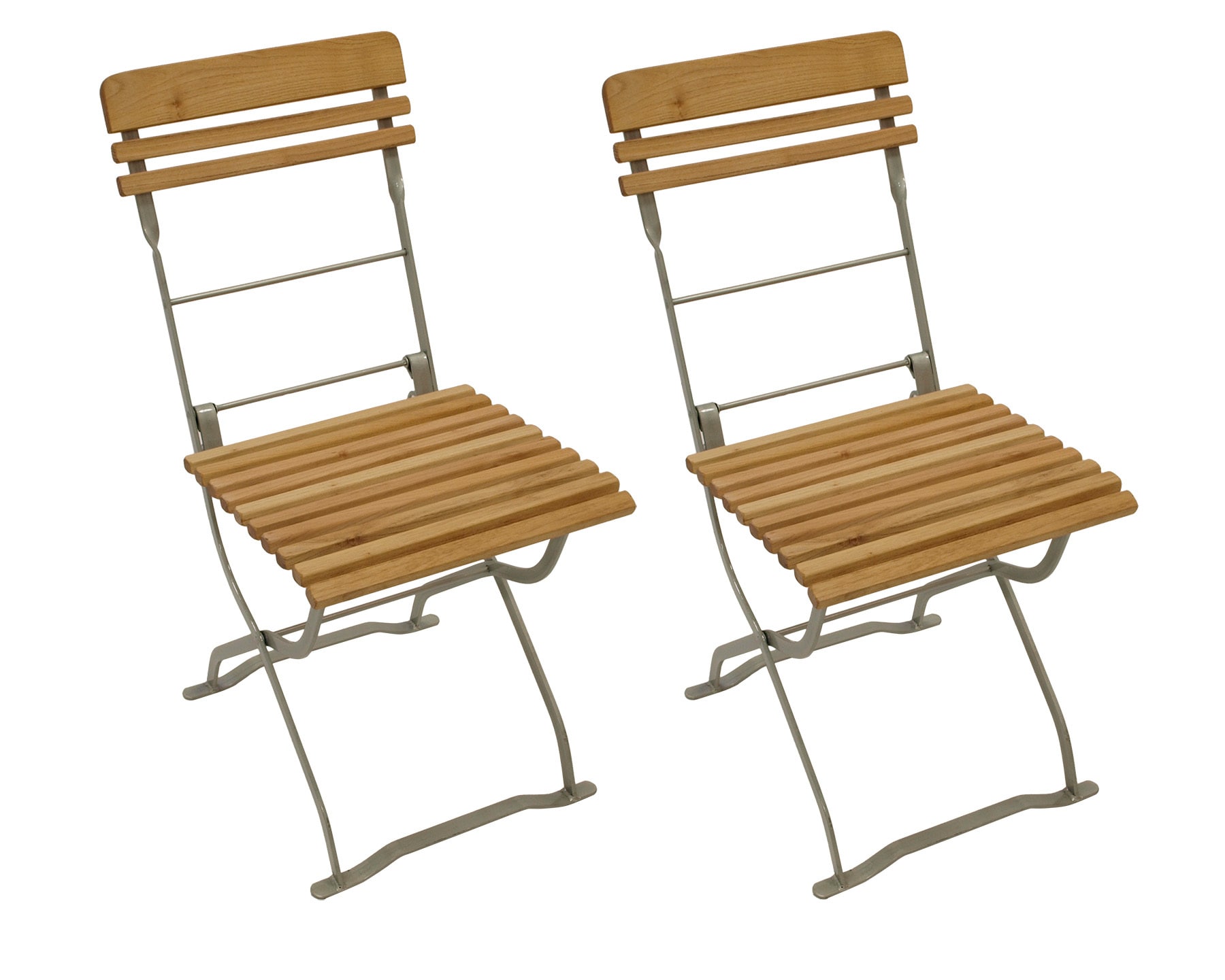 DEGAMO Biergartenstuhl M&Uuml;NCHEN, Flachstahl verzinkt + Robinie, klappbar, 2 St&uuml;ck - Bild 1
