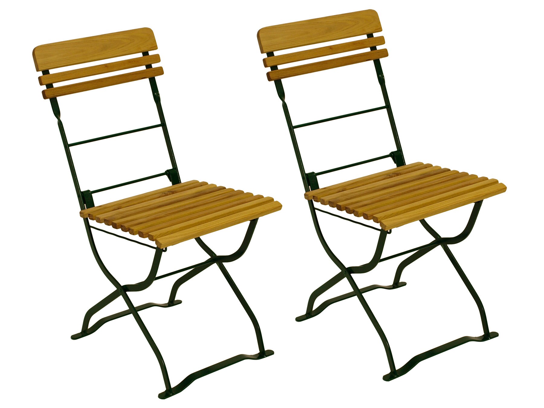 DEGAMO Biergartenstuhl M&Uuml;NCHEN, Flachstahl gr&uuml;n + Robinie, klappbar, 2 St&uuml;ck - Bild 1