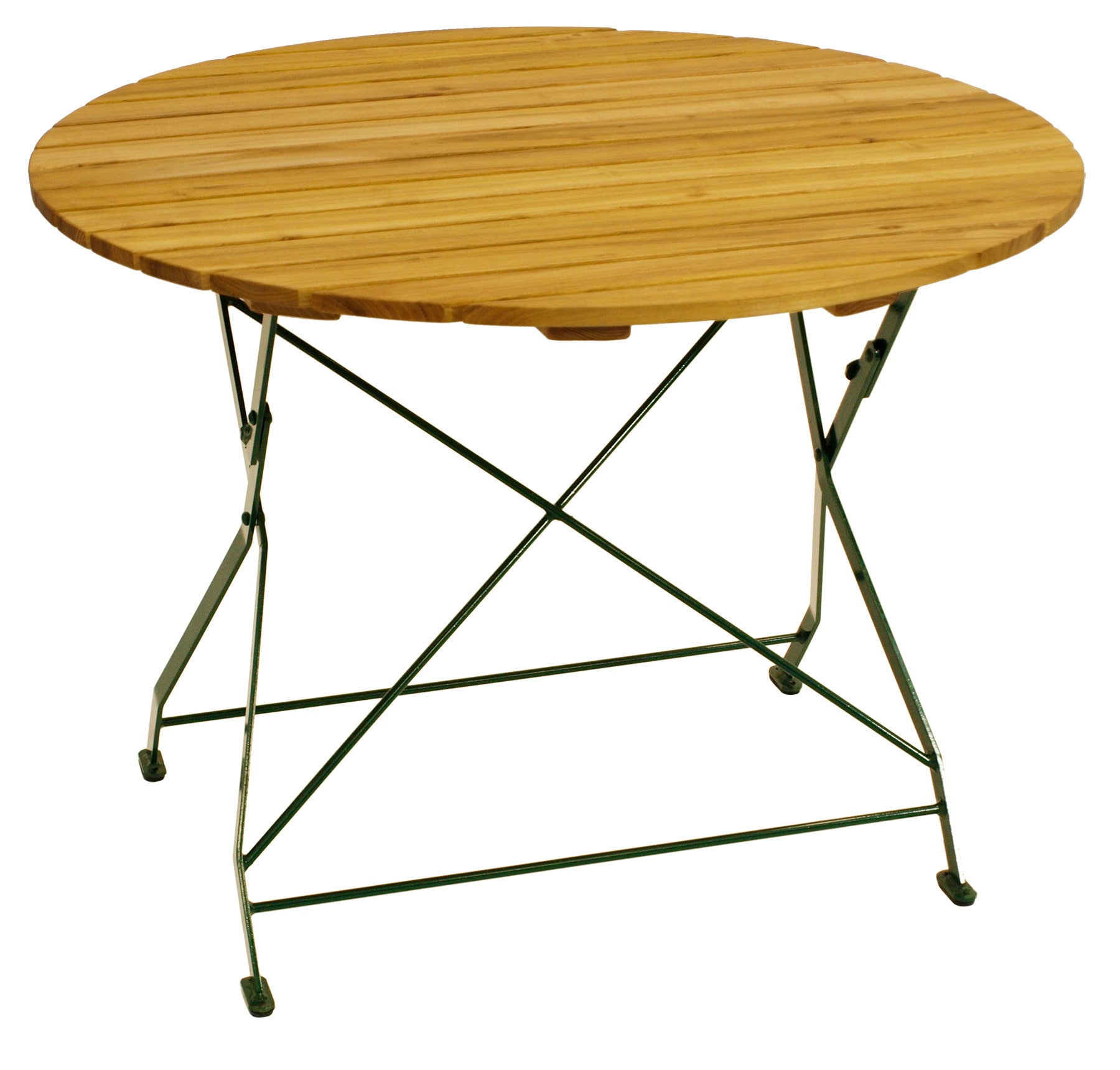 DEGAMO Klapptisch BAD T&Ouml;LZ 100cm rund, Flachstahl gr&uuml;n + Robinie - Bild 1