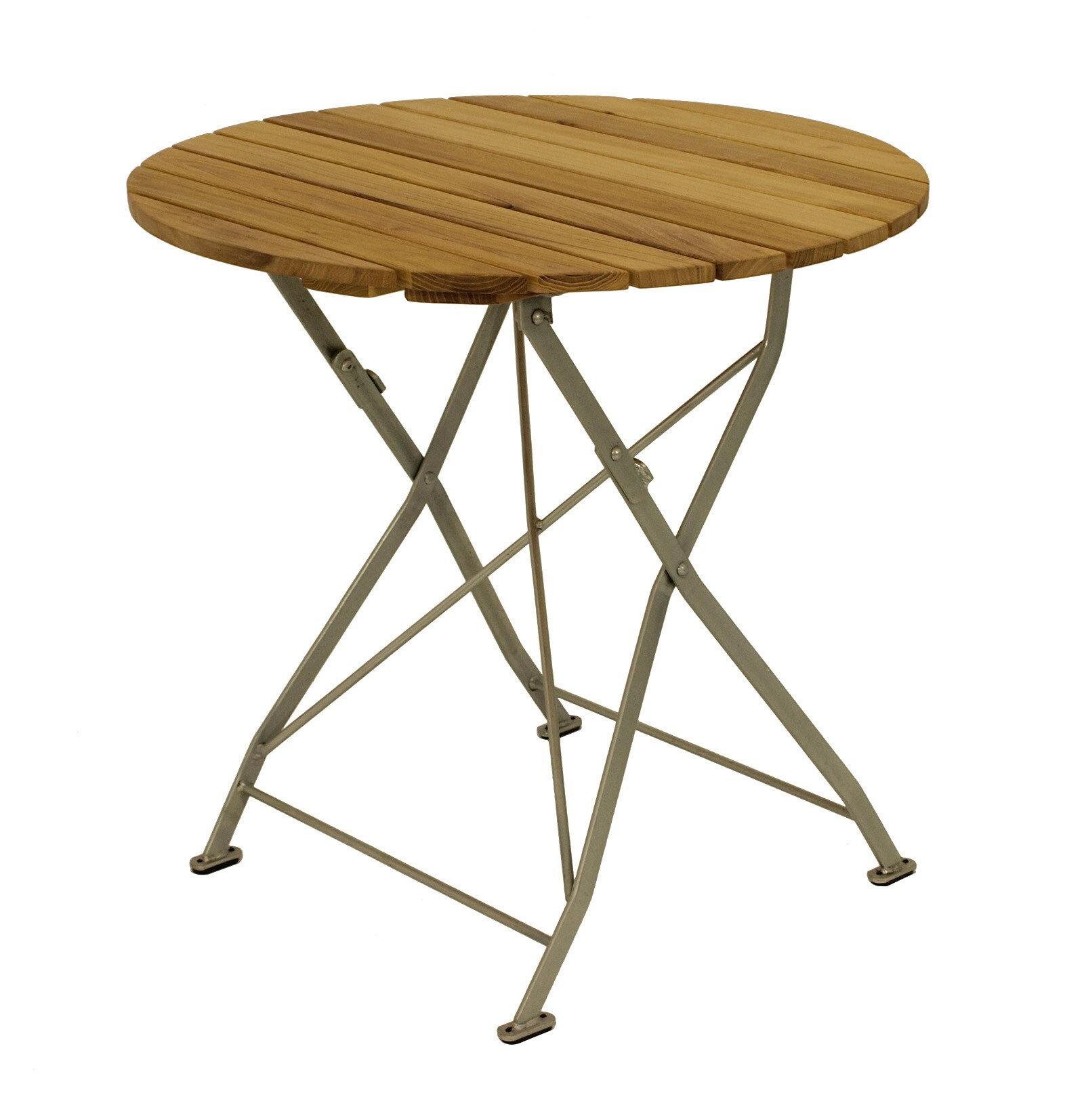 DEGAMO Klapptisch BAD T&Ouml;LZ 77cm rund, Flachstahl verzinkt + Robinie - Bild 1
