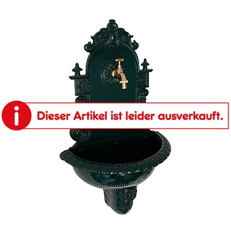 DEGAMO Wandbrunnen TIROL aus Aluguss mit Wasserhahn, dunkelgrün - Bild 1