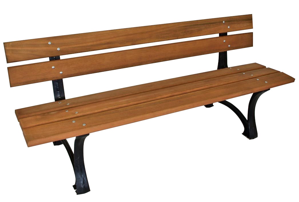 DEGAMO Parkbank LUZERN 4-sitzer, Gusseisen schwarz + Eukalyptusholz - Bild 1