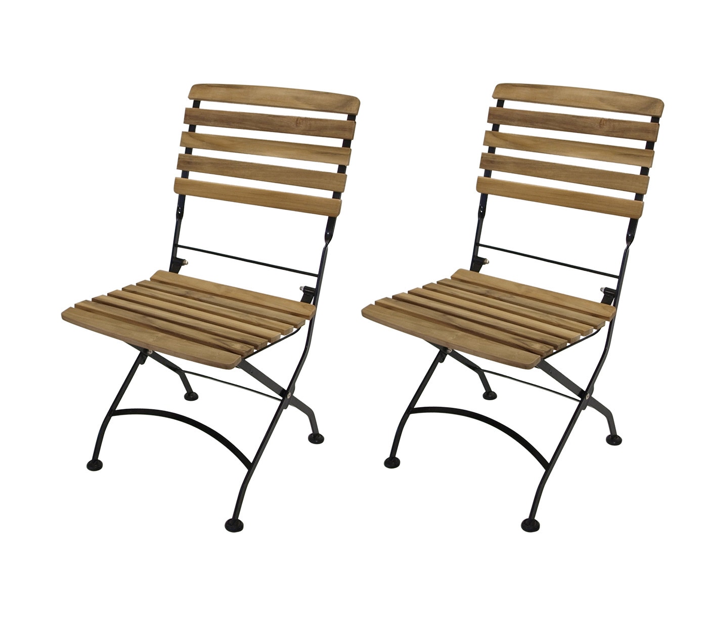 DEGAMO Klappstuhl JAKARTA, Flachstahl schwarz + Teakholz, 2-er Set - Bild 1