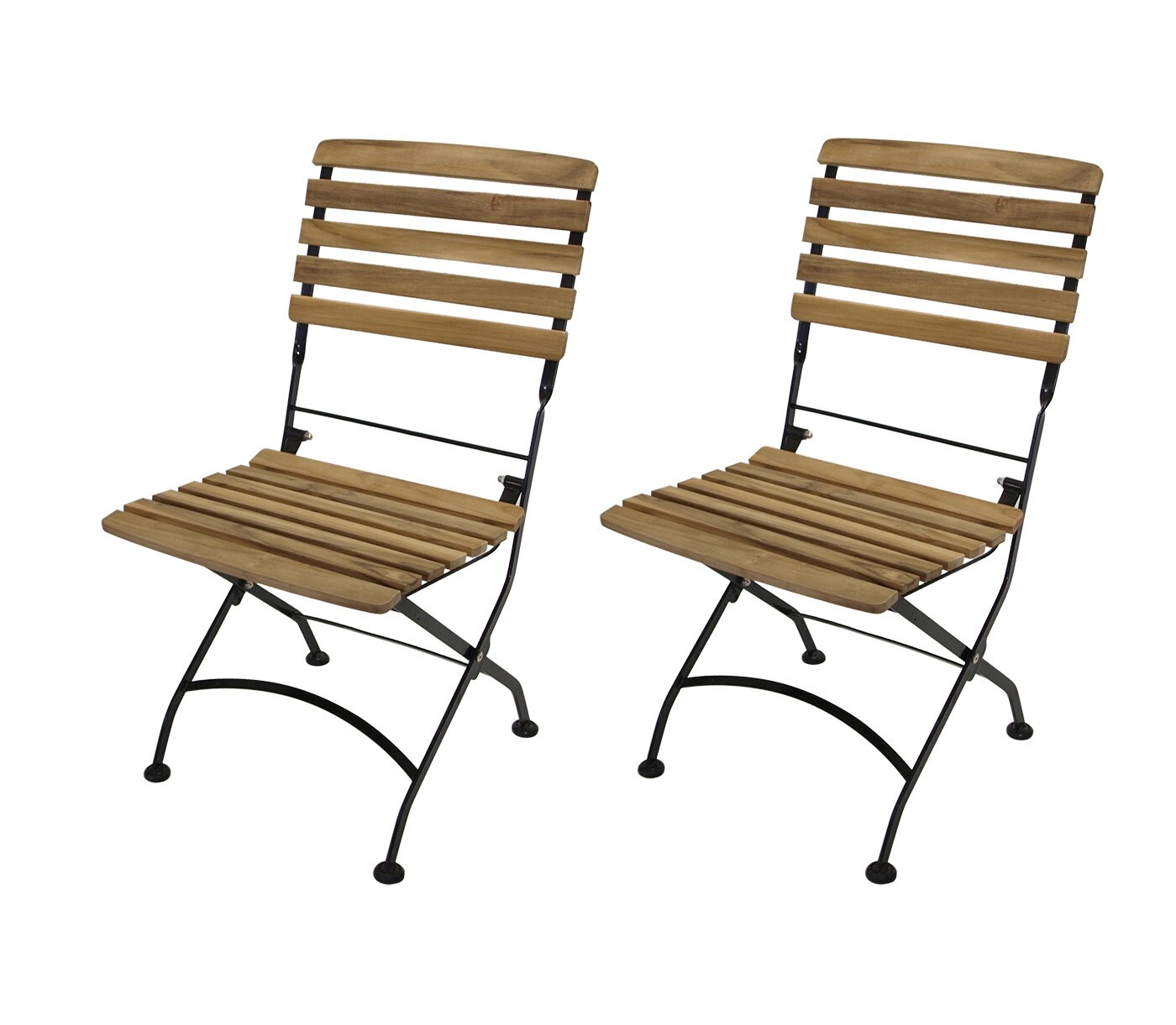 DEGAMO Klappstuhl JAKARTA, Flachstahl schwarz + Teakholz, 2-er Set | 04050747231133