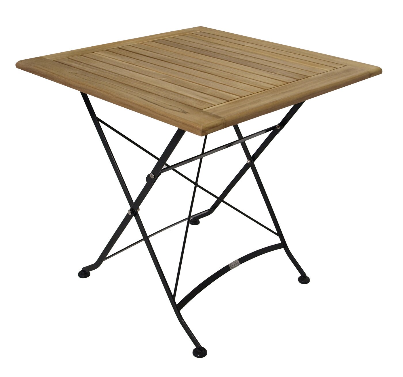DEGAMO Klapptisch JAKARTA 75x75cm, Flachstahl schwarz + Teakholz | 04050747233038
