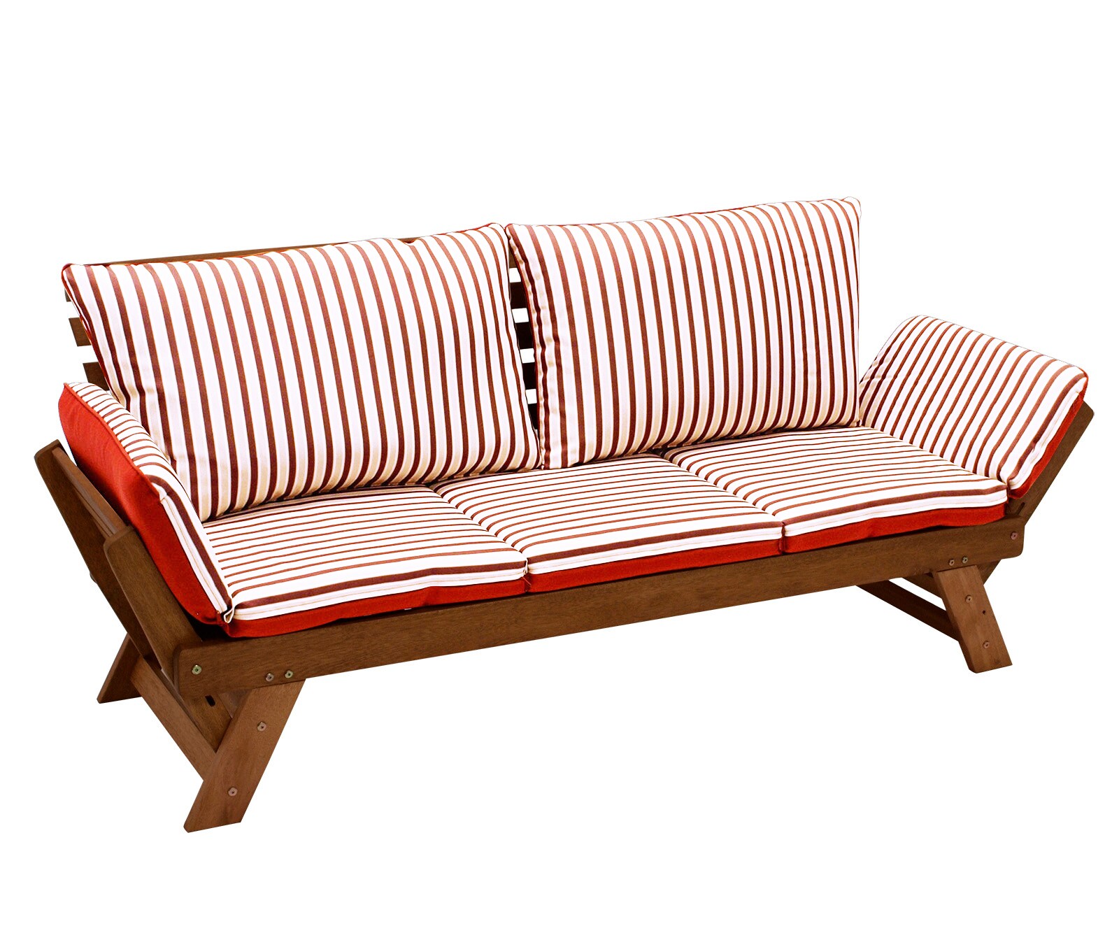 DEGAMO Liegesofa TIROL 202cm, Eukalyptus geölt, Wendeauflage Auflage rot beige | 04050747259250