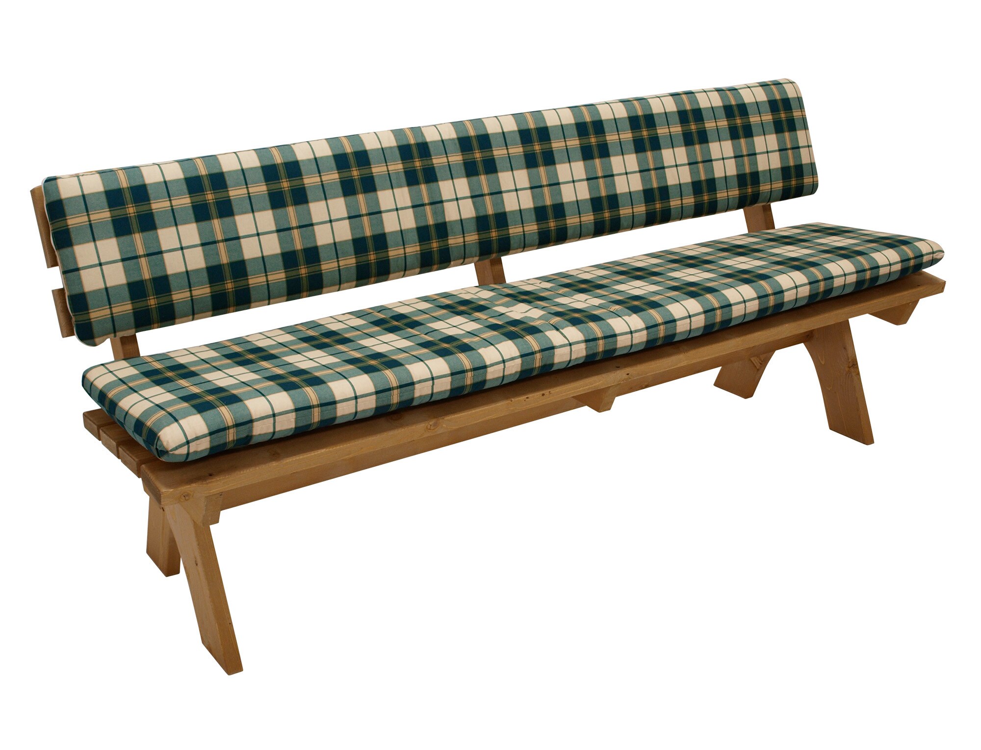 DEGAMO Auflagenset BOSTON f&uuml;r Bank 4-sitzer 195m, gr&uuml;n/beige kariert, 2-teilig - Bild 1