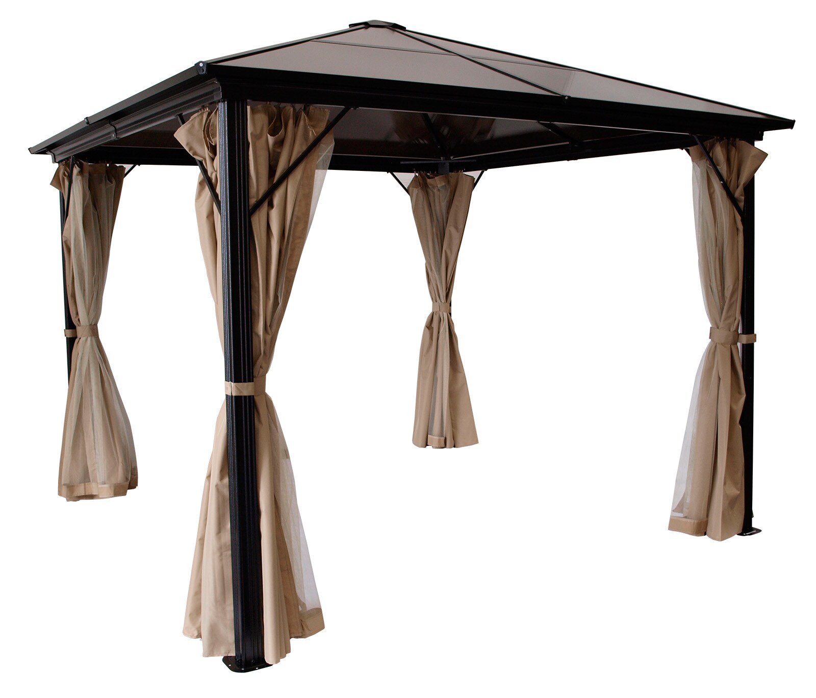 DEGAMO Pavillon MONTREAL 3×3 Meter, Aluminium schwarz, Dach aus PC-Kunststoff | 04050747637003