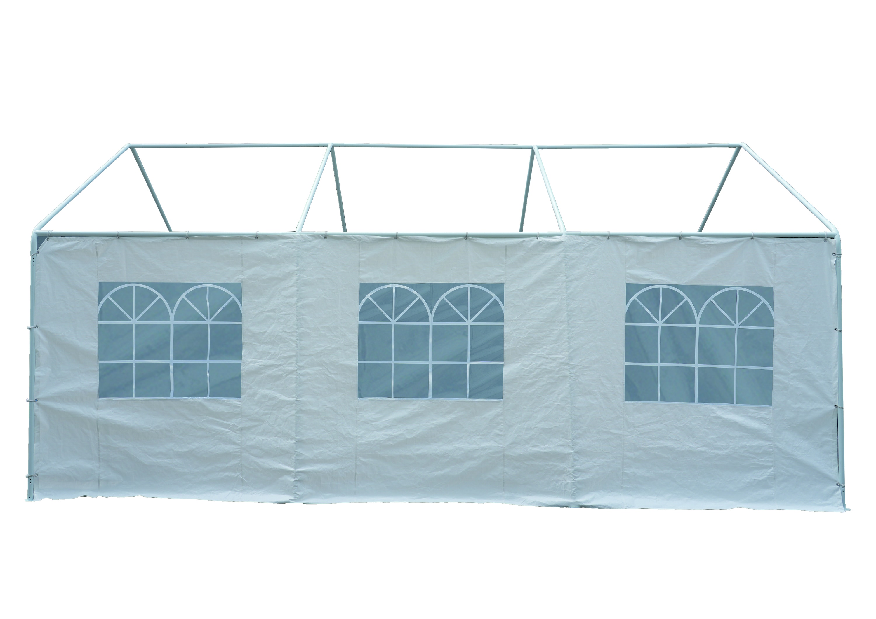 DEGAMO Seitenplane f&uuml;r Partyzelt, L&auml;nge 6 Meter, PE wei&szlig; mit Fenstern - Bild 1