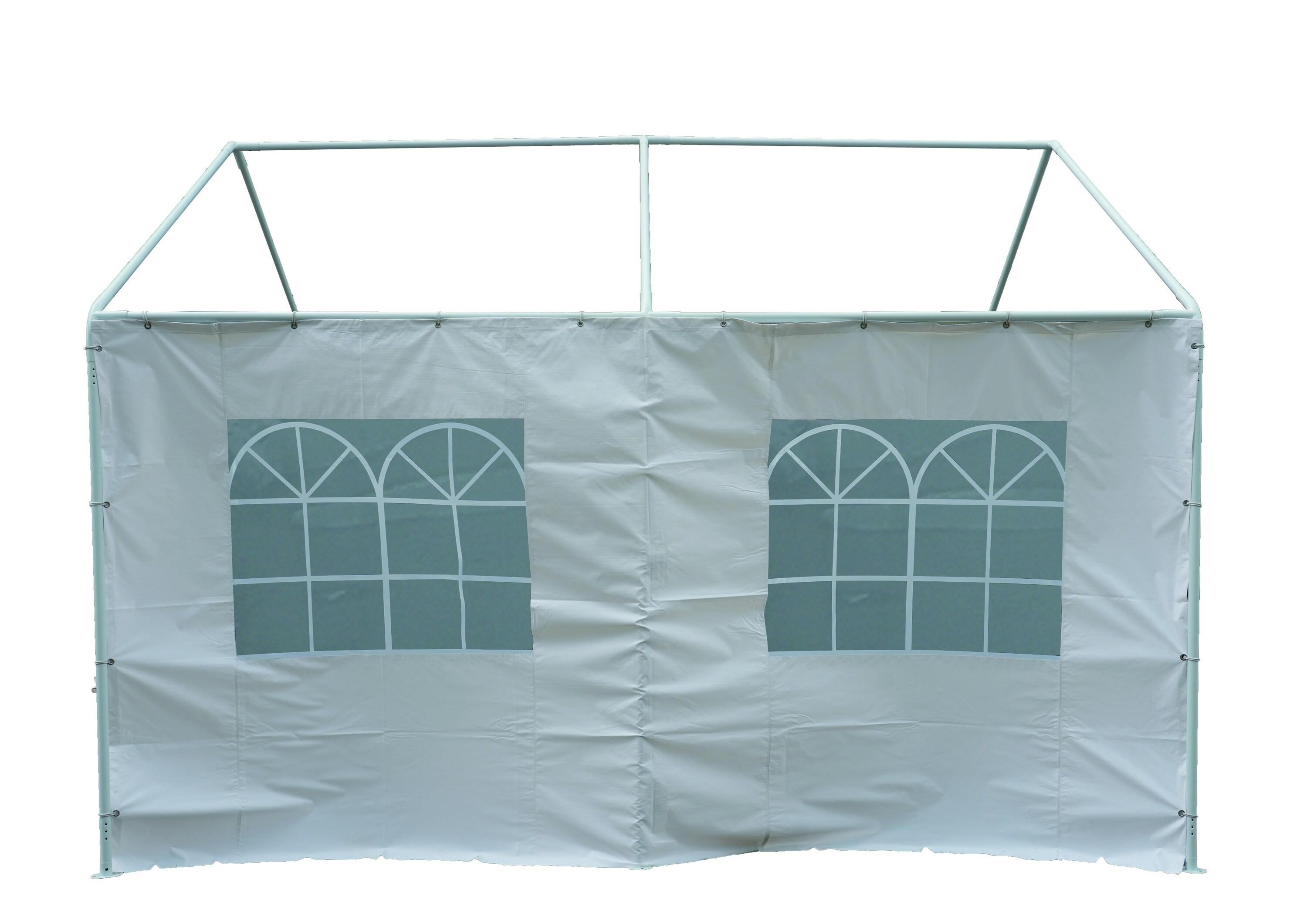 DEGAMO Seitenplane f&uuml;r Partyzelt, L&auml;nge 4 Meter, PVC wei&szlig; mit Fenstern - Bild 1