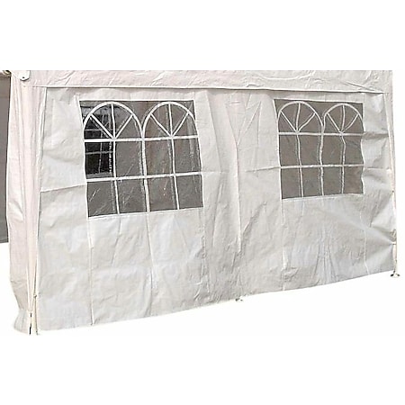 DEGAMO Seitenplane für Partyzelt, Länge 4 Meter, PVC weiß mit Fenstern - Bild 1