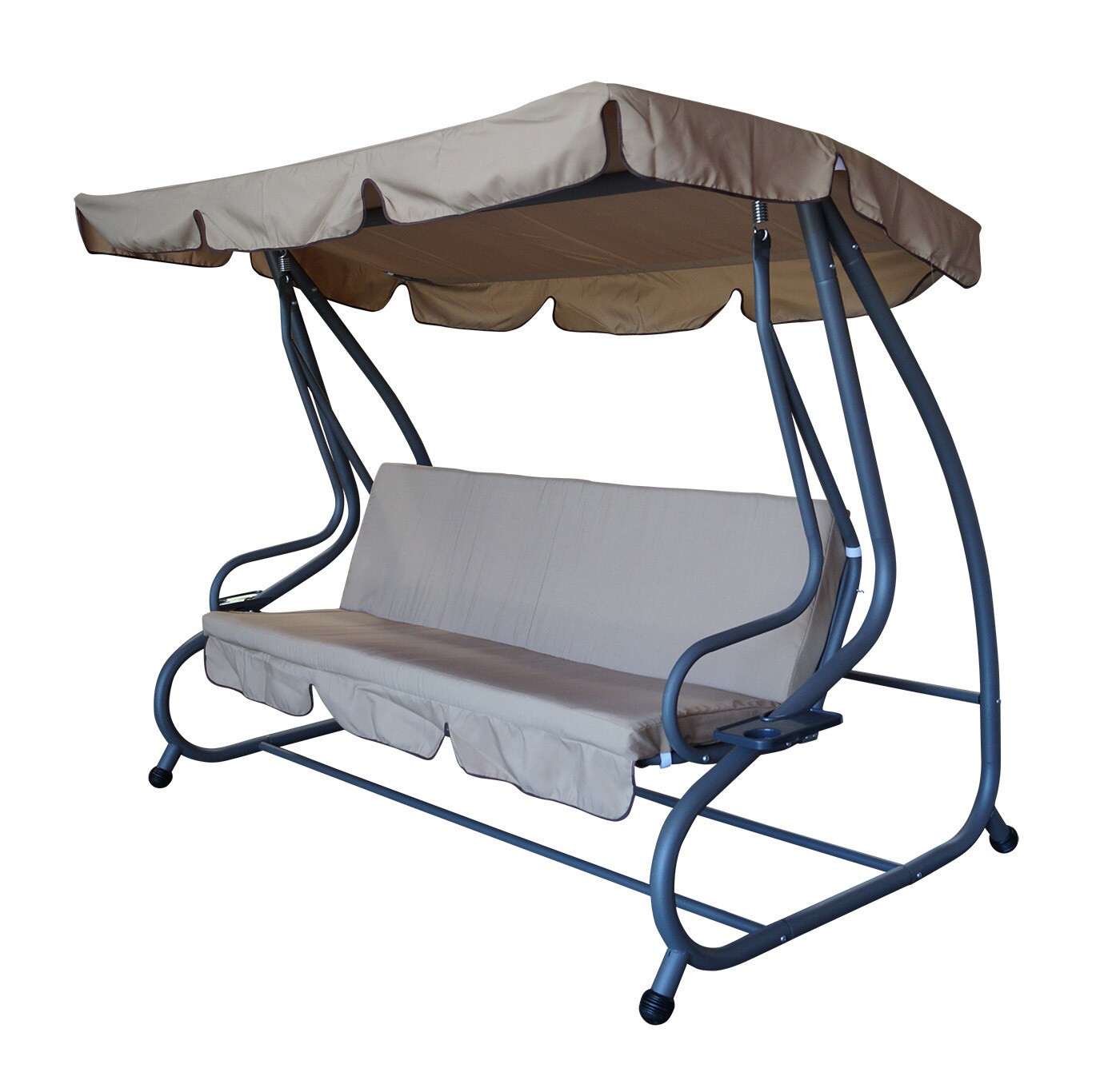 DEGAMO Hollywoodschaukel MIAMI 4-sitzer, grau / creme, Liegefunktion, incl. Abdeckhaube | 04050747858200