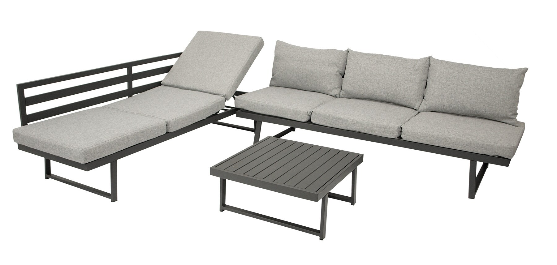DEGAMO Funktions Lounge Set BOGOTA, Aluminium matt-grau, Polster hellgrau - Bild 1