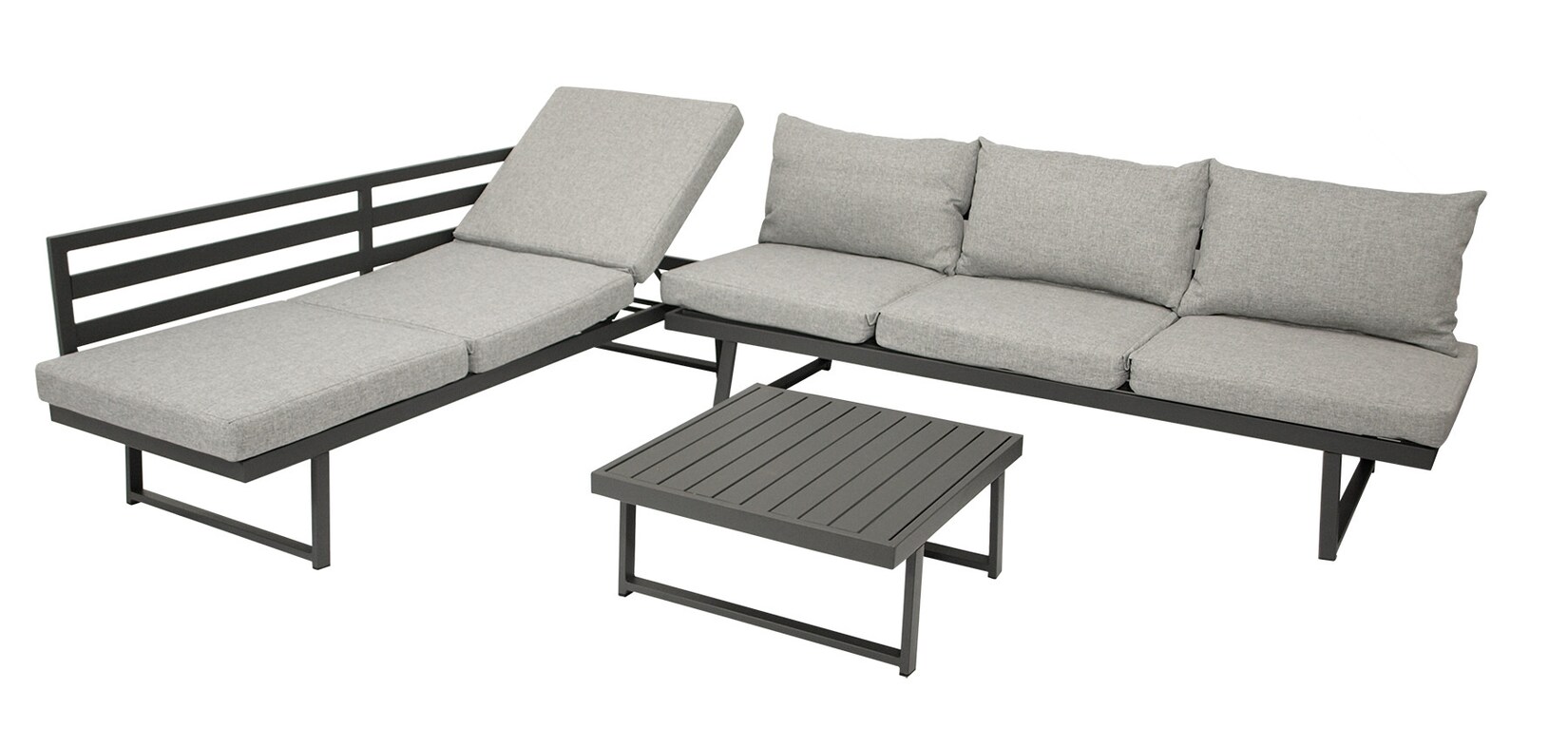 Funktions Lounge Set BOGOTA, Aluminium matt-grau, Polster hellgrau