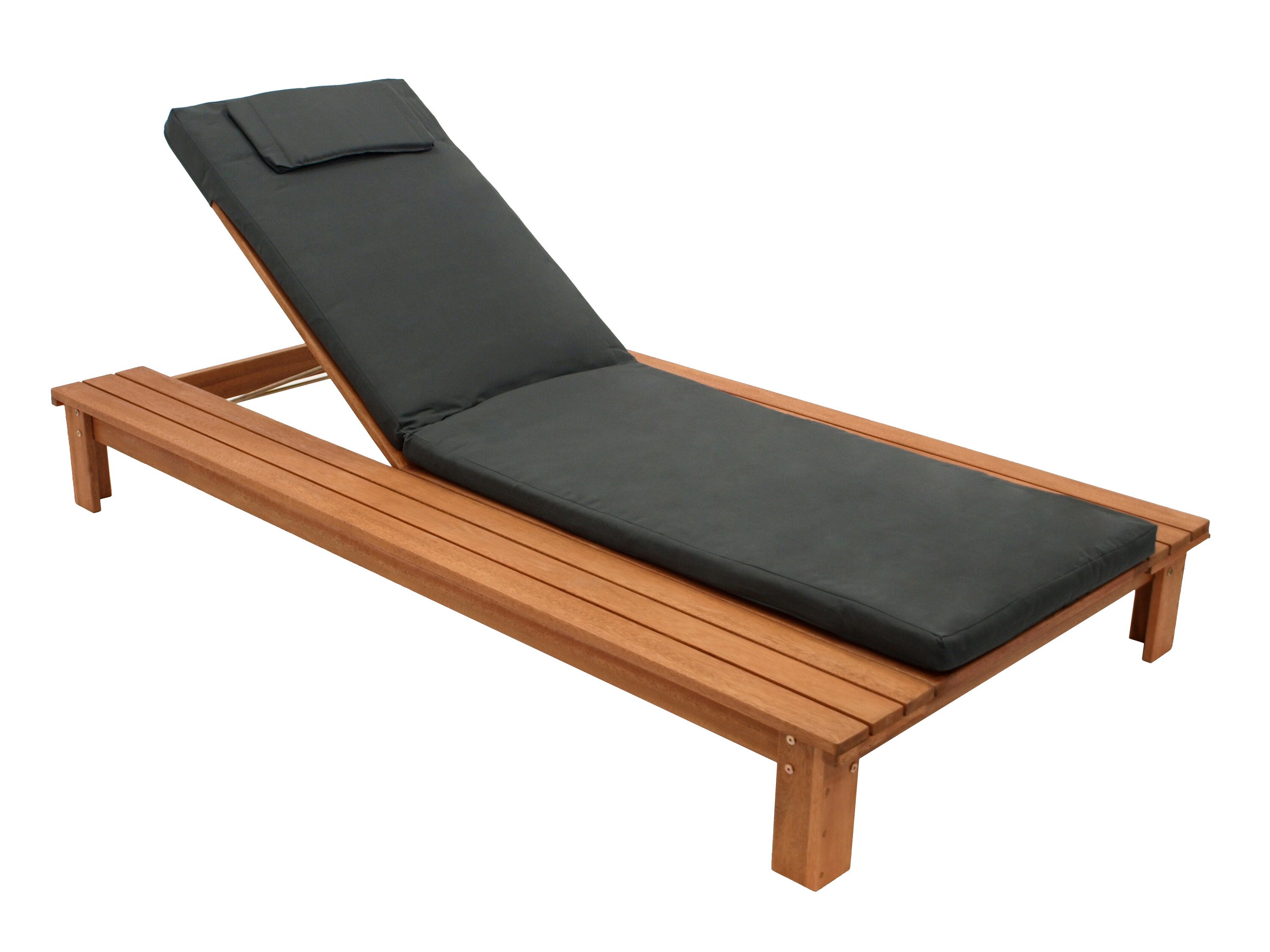 DEGAMO Gartenliege CANCUN, Eukalyptus ge&ouml;lt, mit Auflage dunkelgrau - Bild 1