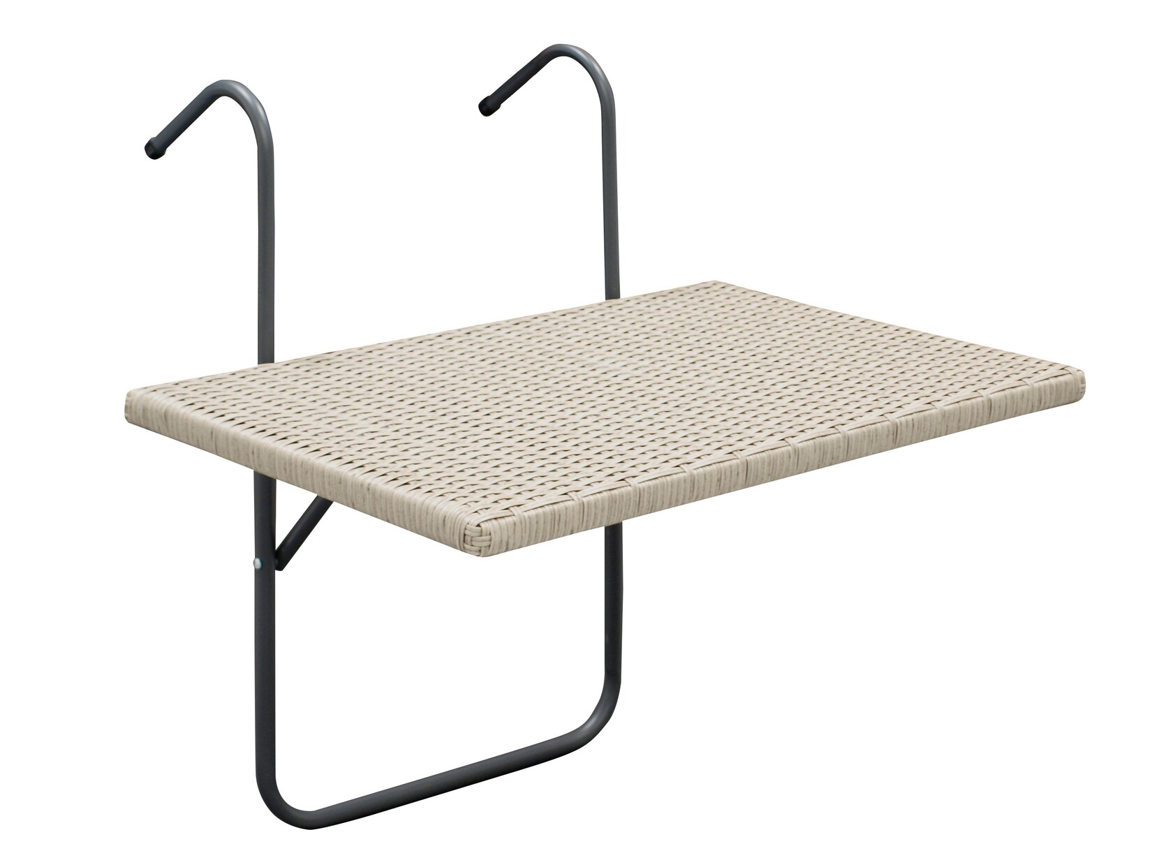 DEGAMO Balkonhängetisch 60x40cm, Metall + Polyrattan grau | 04050747603824