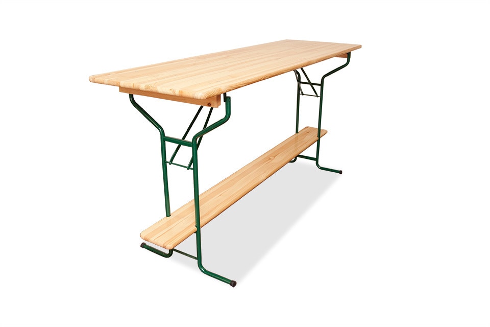 DEGAMO Stehtisch BAMBERG 220cm klappbar, Metall + Holz lackiert, mit Fuss-St&uuml;tze - Bild 1