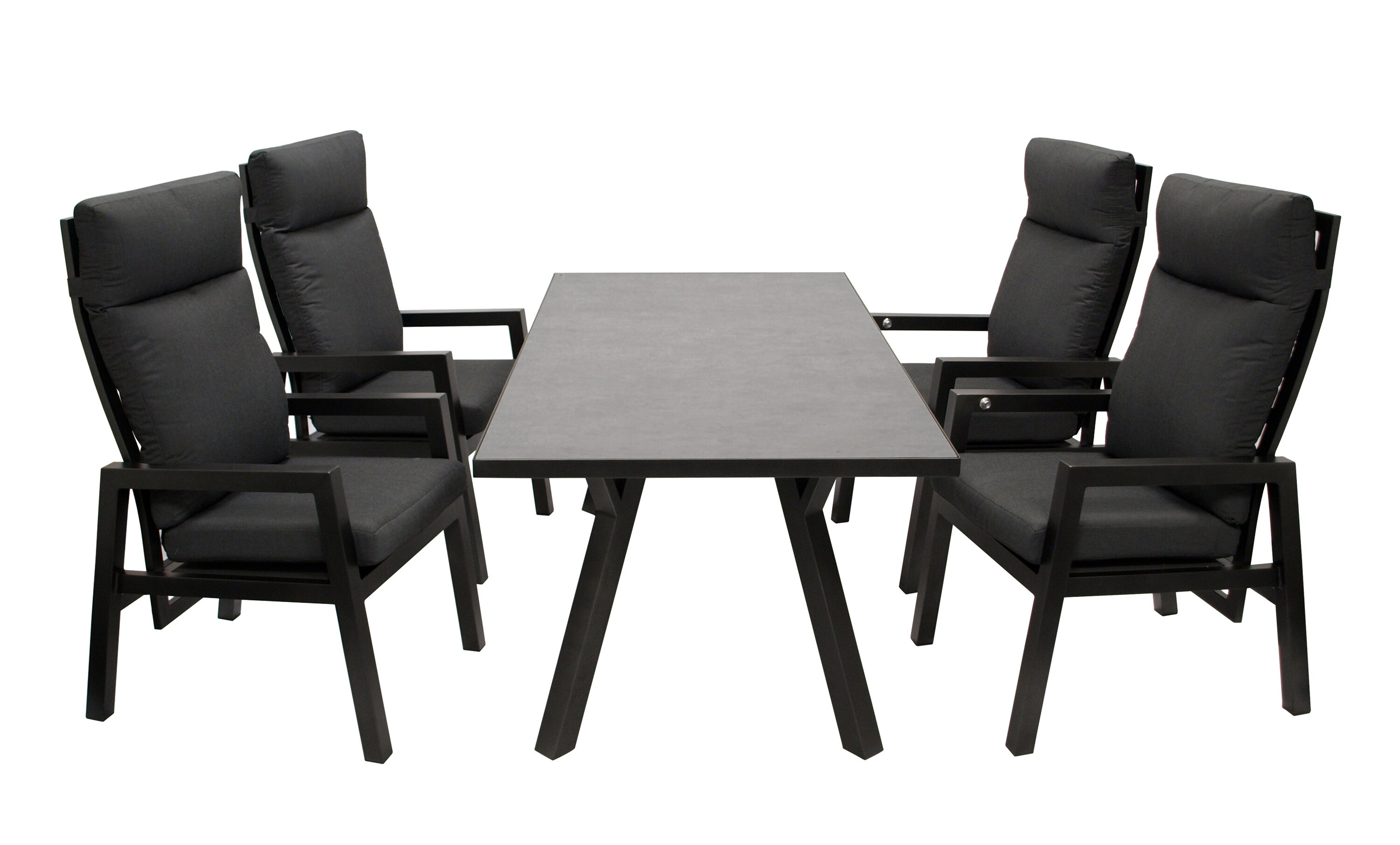 DEGAMO Garnitur MANCIANO 5-teilig, Aluminium dunkelgrau, mit Polstern grau, Tisch dunkelgrau - Bild 1