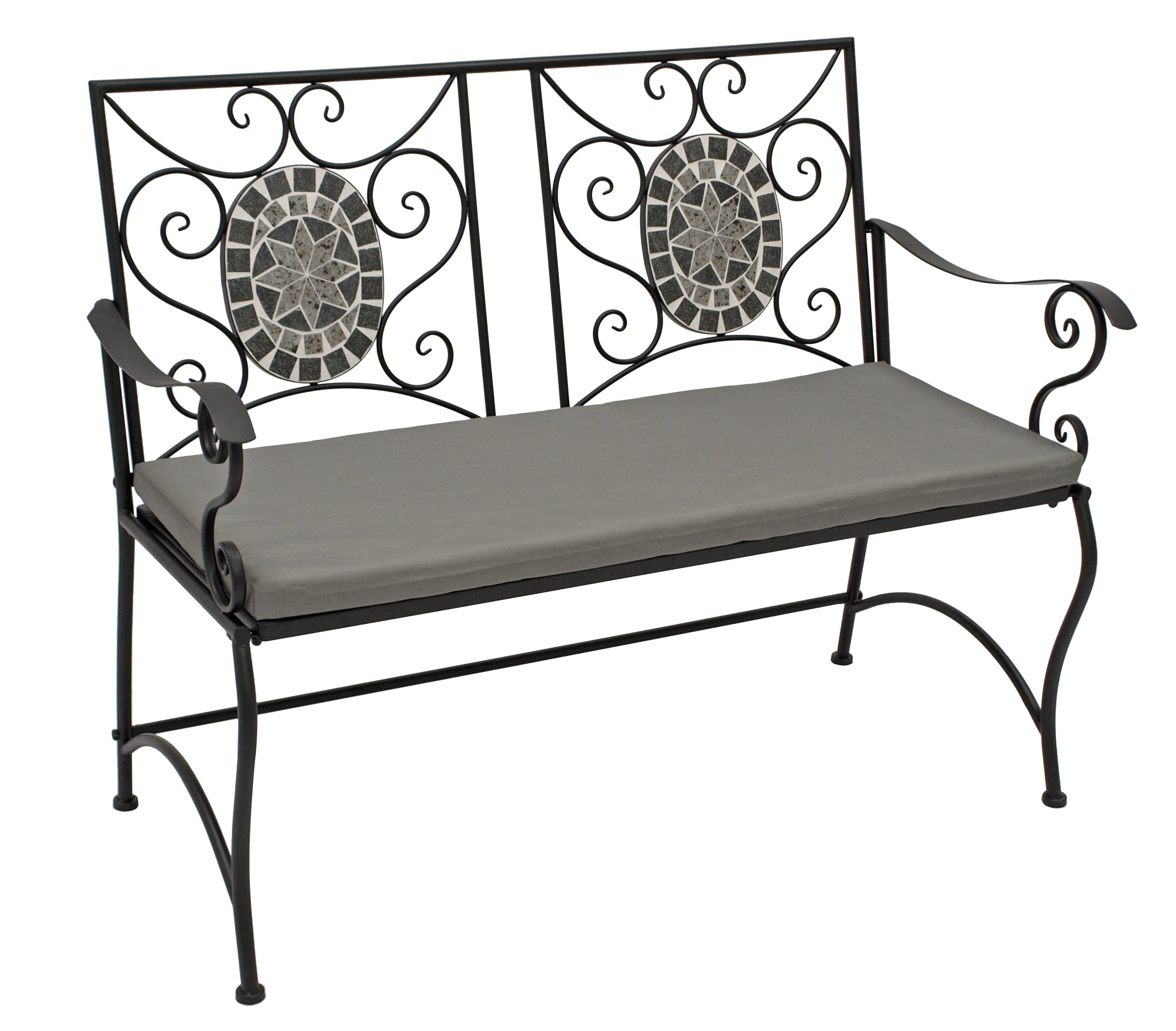 DEGAMO Bank SIENA 2-sitzer, Eisen schwarz mit Mosaikeinlagen grau und Polster - Bild 1