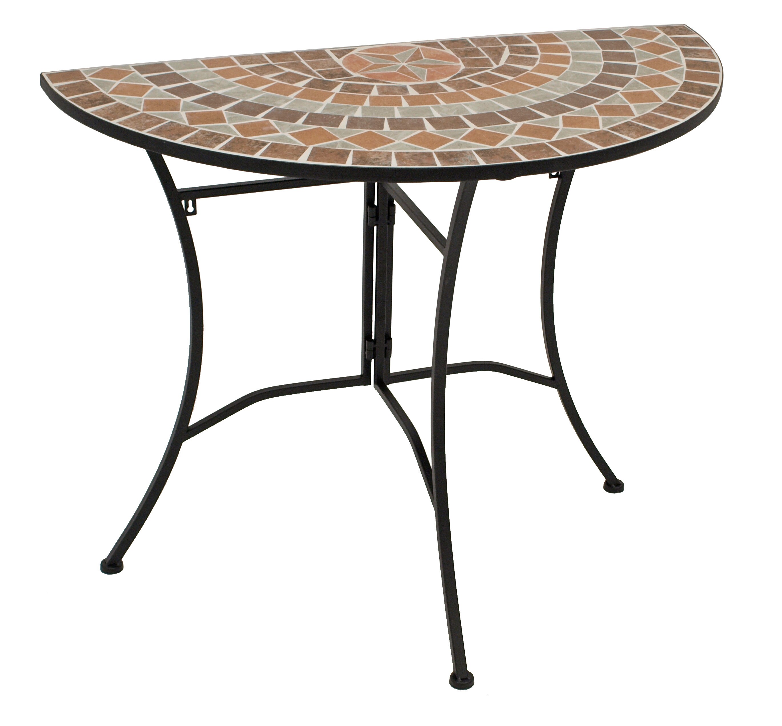 DEGAMO Wandtisch LUCCA halbrund 45x90cm, Eisen + Mosaik terracottafarben - Bild 1