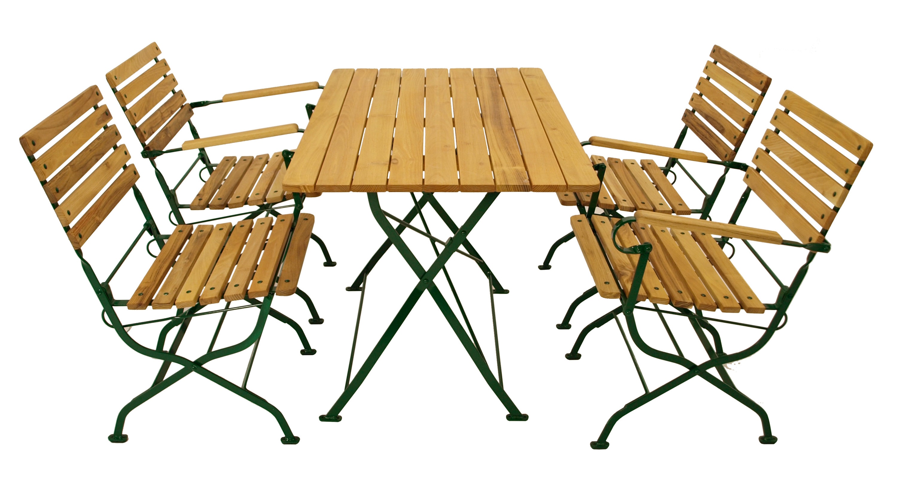 DEGAMO Klappgarnitur PASSAU 5-teilig, Flachstahl gr&uuml;n + Robinie, klappbar - Bild 1