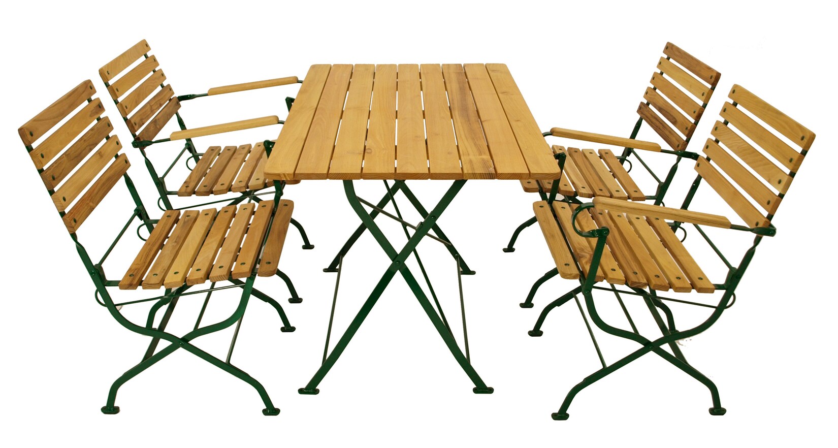 DEGAMO Klappgarnitur PASSAU 5-teilig, Flachstahl grün + Robinie, klappbar | 04050747090051